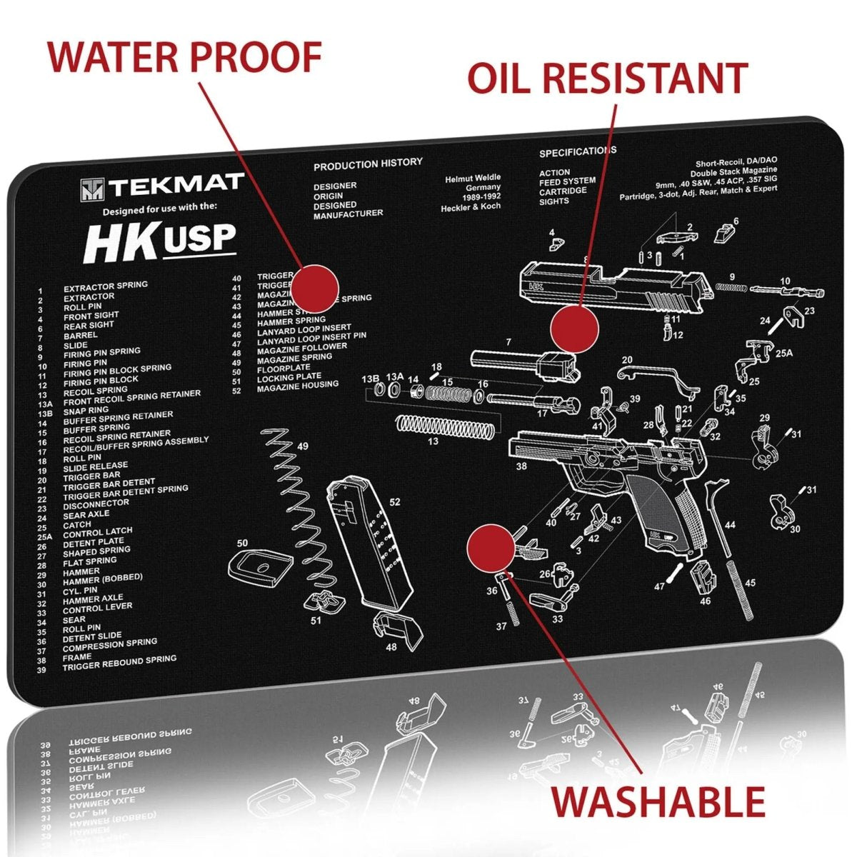 TekMat Original Gun Cleaning Mat - 17" X 11" - Heckler & Koch USP™ TekMat