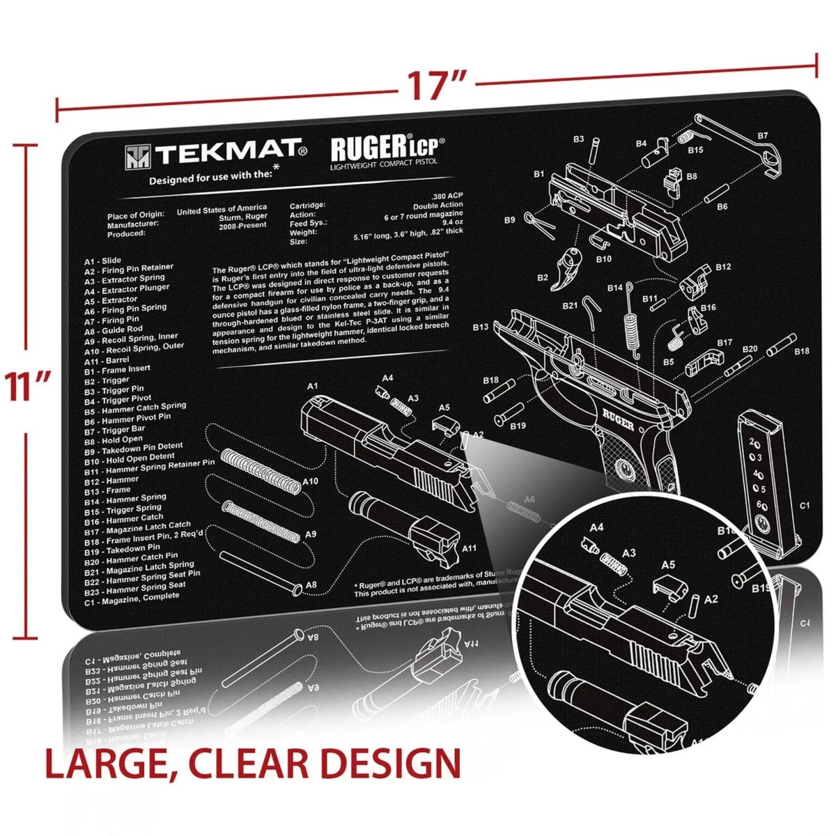 TekMat Original Gun Cleaning Mat - 17" X 11" - Ruger LCP™ TekMat