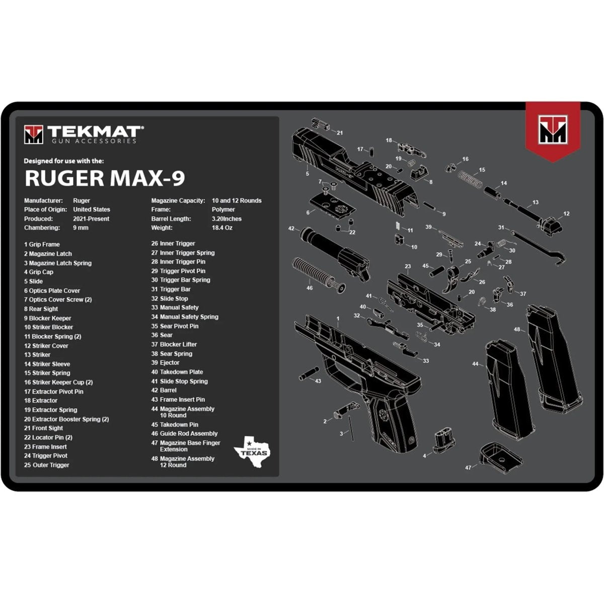 TekMat Original Gun Cleaning Mat - 17" X 11" - Ruger MAX 9 TekMat