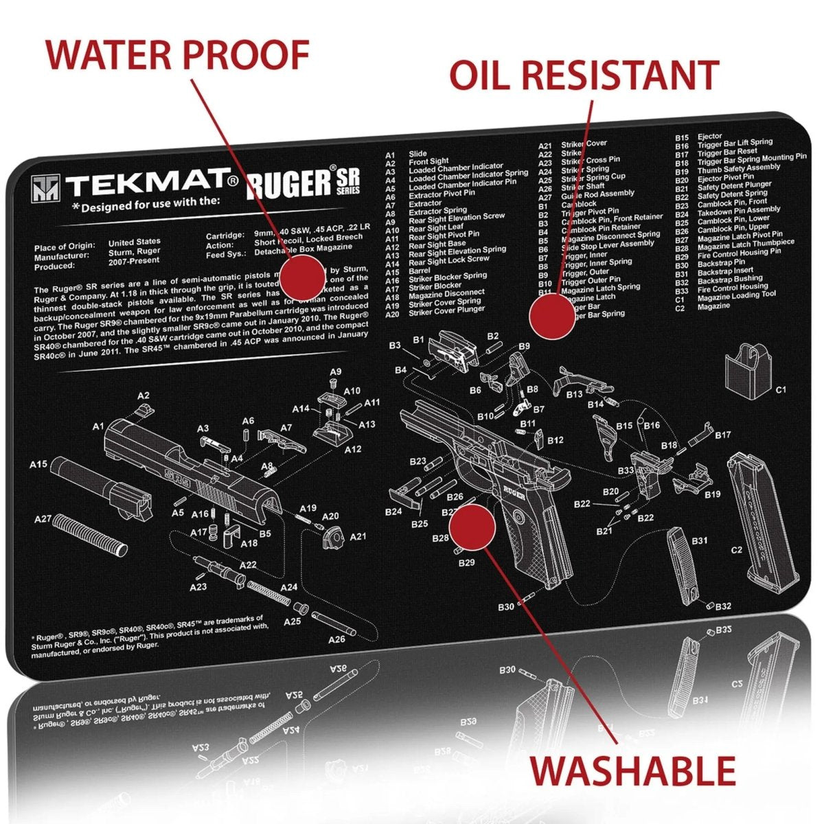 TekMat Original Gun Cleaning Mat - 17" X 11" - Ruger SR9™ & SR40 TekMat