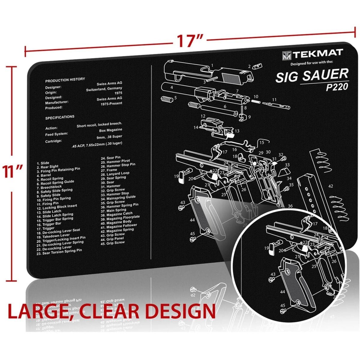 TekMat Original Gun Cleaning Mat - 17" X 11" - Sig Sauer P220™ TekMat