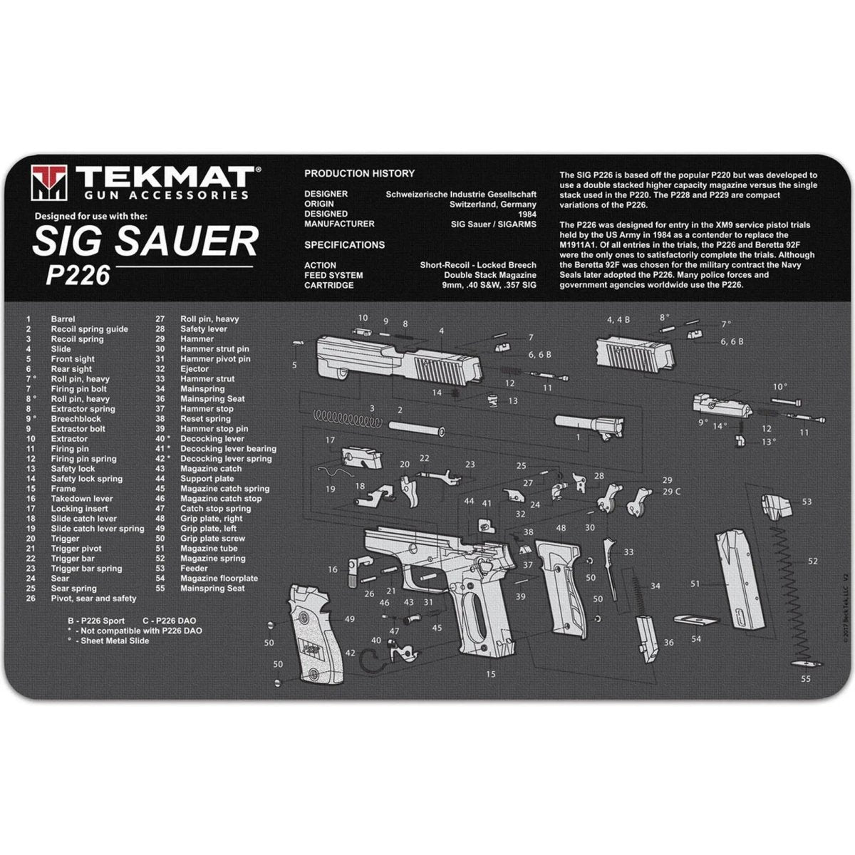 TekMat Original Gun Cleaning Mat - 17" X 11" - Sig Sauer P226™ TekMat