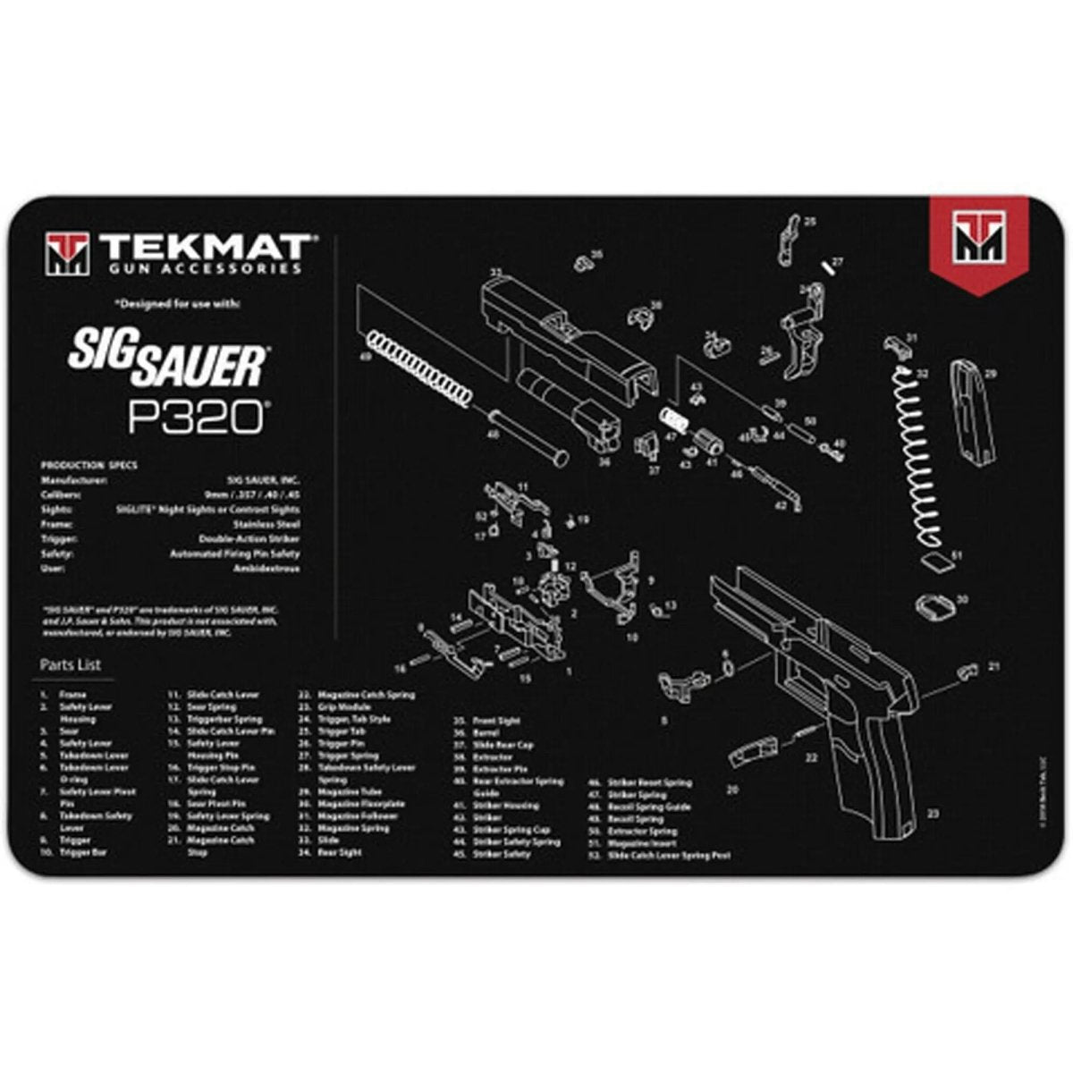 TekMat Original Gun Cleaning Mat - 17" X 11" - Sig Sauer P320™ TekMat