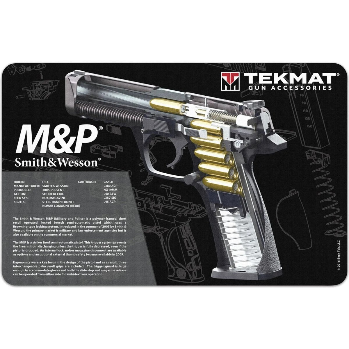 TekMat Original Gun Cleaning Mat - 17" X 11" - Smith & Wesson M&P Cutaway TekMat