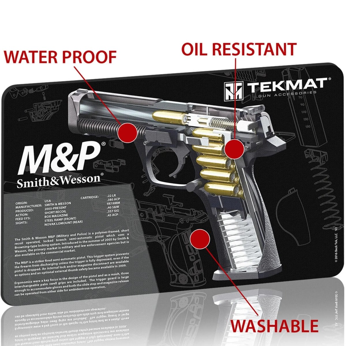 TekMat Original Gun Cleaning Mat - 17" X 11" - Smith & Wesson M&P Cutaway TekMat