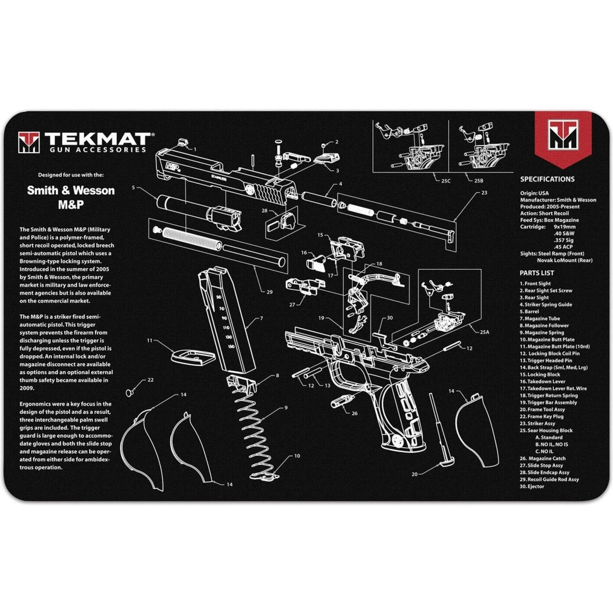 TekMat Original Gun Cleaning Mat - 17" X 11" - Smith & Wesson M&P TekMat