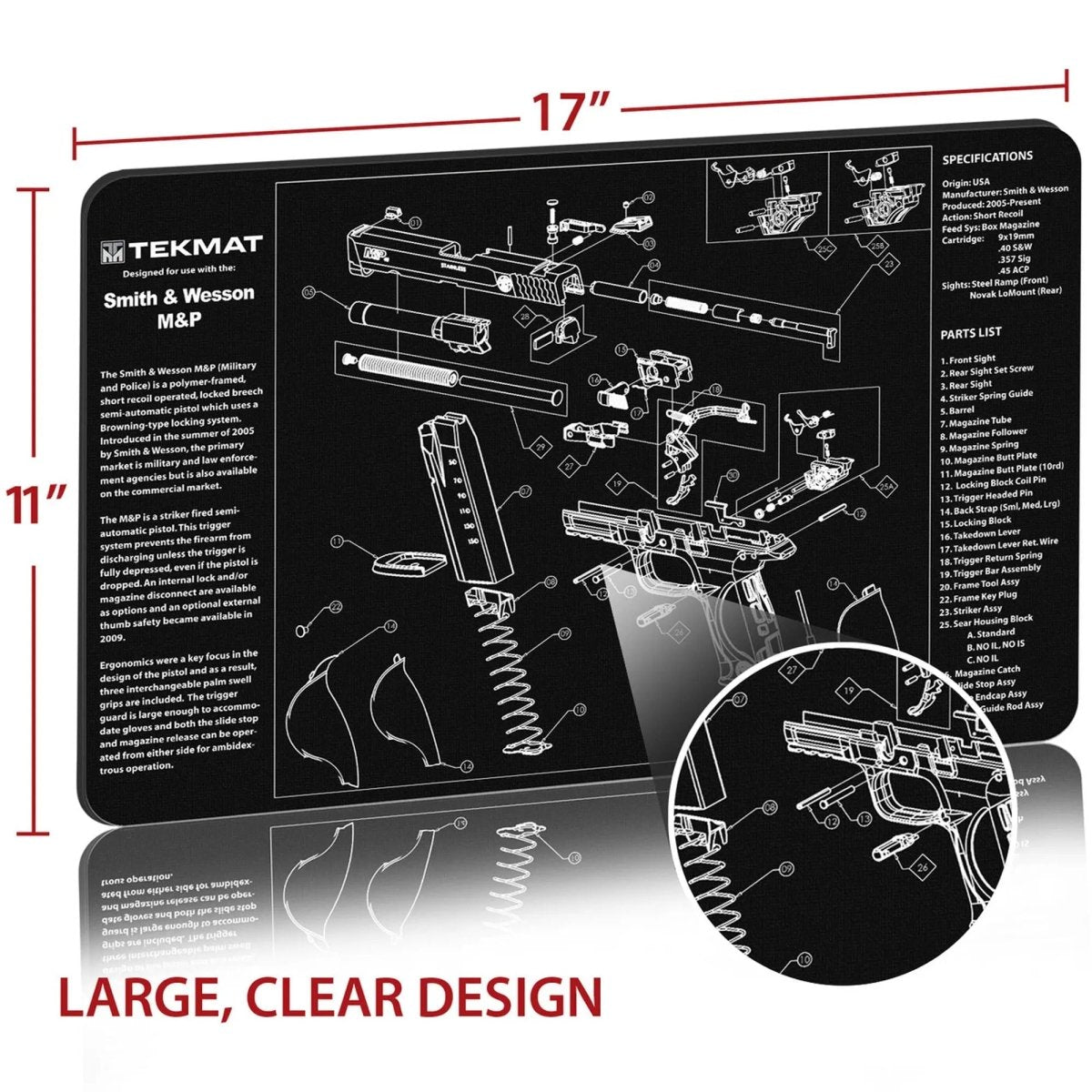 TekMat Original Gun Cleaning Mat - 17" X 11" - Smith & Wesson M&P TekMat
