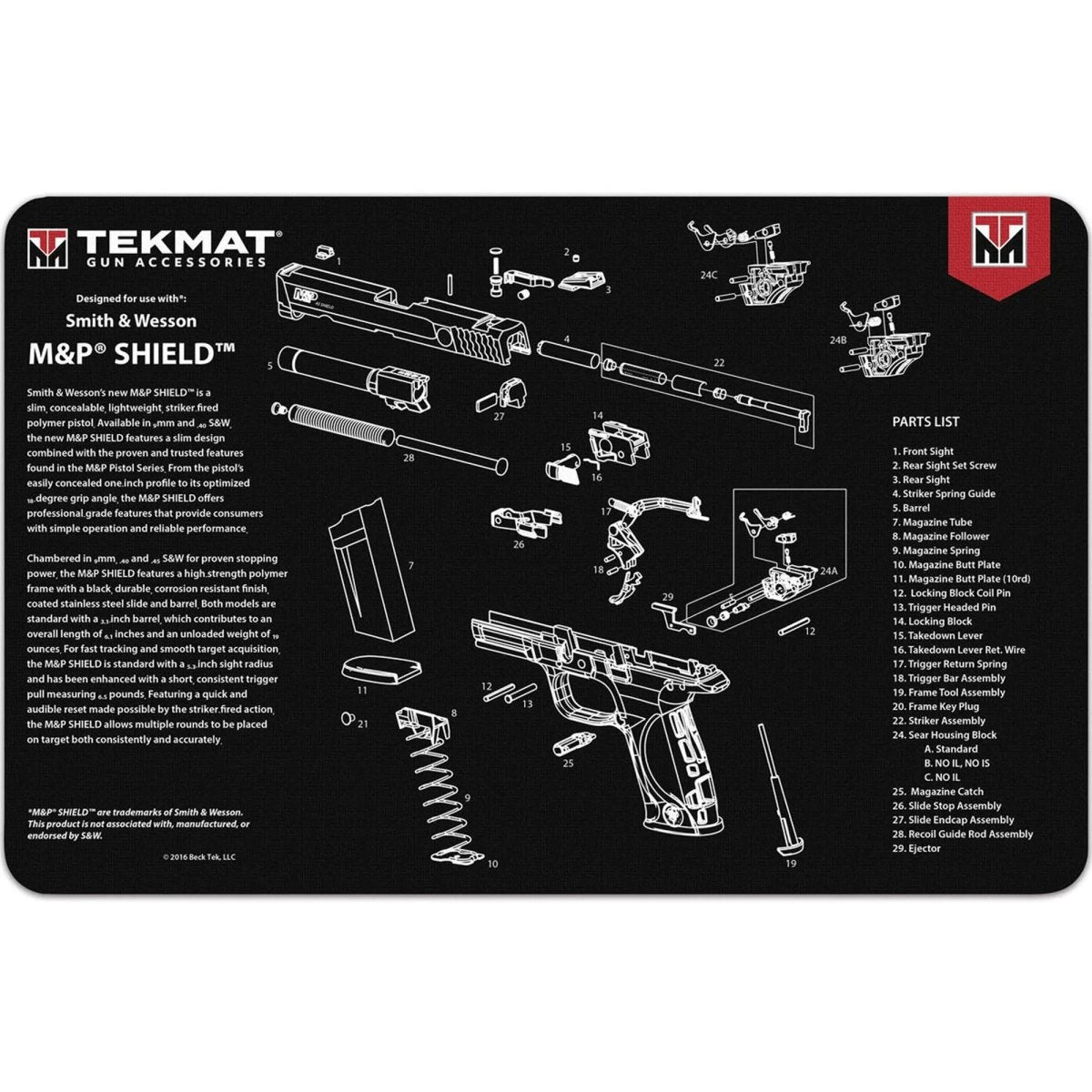 TekMat Original Gun Cleaning Mat - 17" X 11" - Smith & Wesson Shield™ TekMat