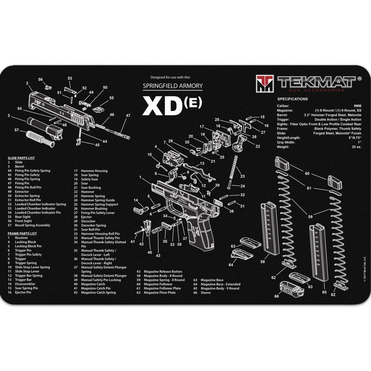 TekMat Original Gun Cleaning Mat - 17" X 11" - Springfield Armory XD-E TekMat
