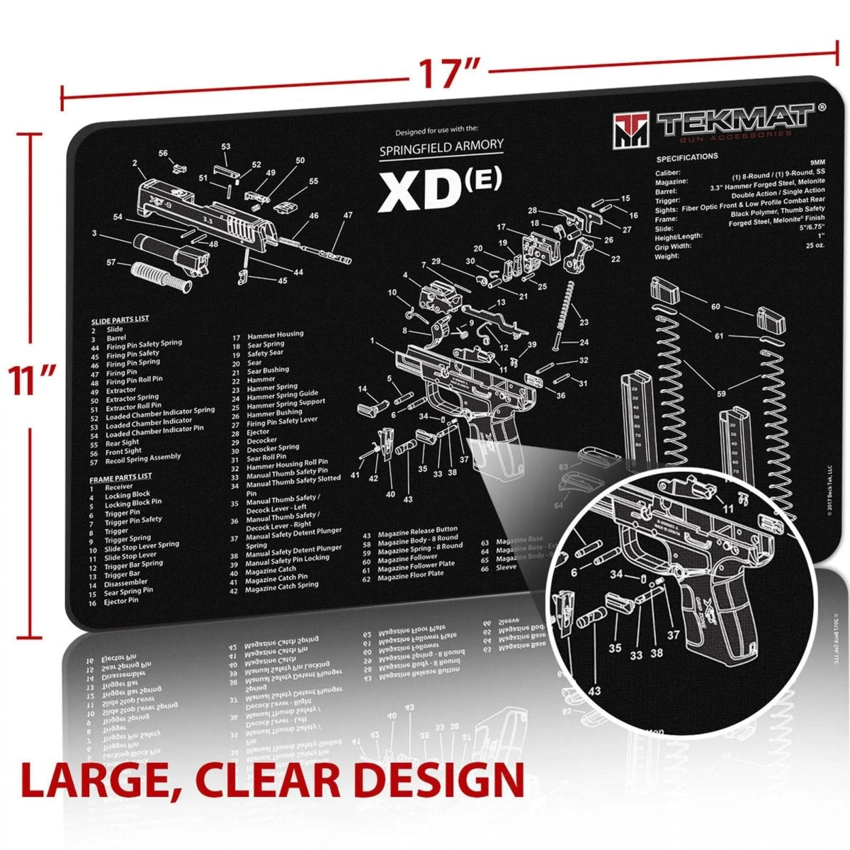 TekMat Original Gun Cleaning Mat - 17" X 11" - Springfield Armory XD-E TekMat