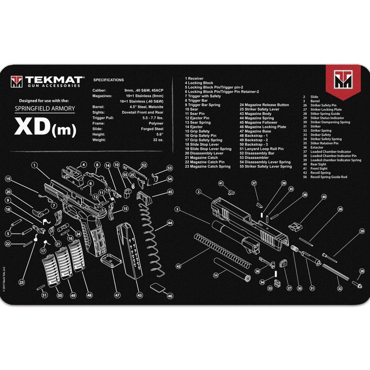 TekMat Original Gun Cleaning Mat - 17" X 11" - Springfield Armory XD-M TekMat