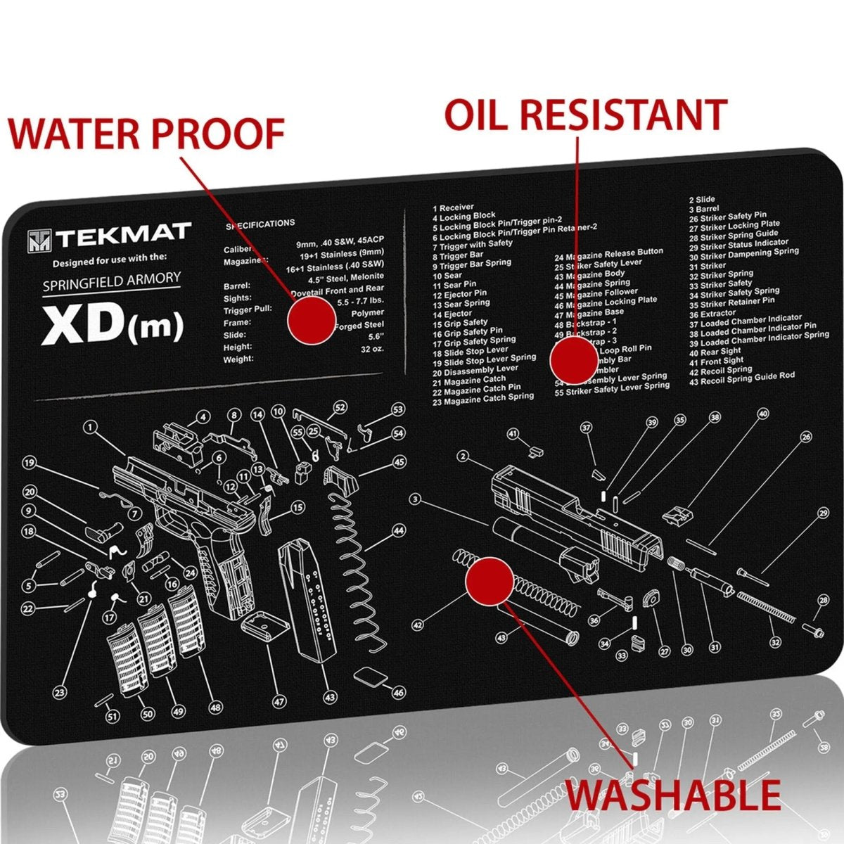 TekMat Original Gun Cleaning Mat - 17" X 11" - Springfield Armory XD-M TekMat