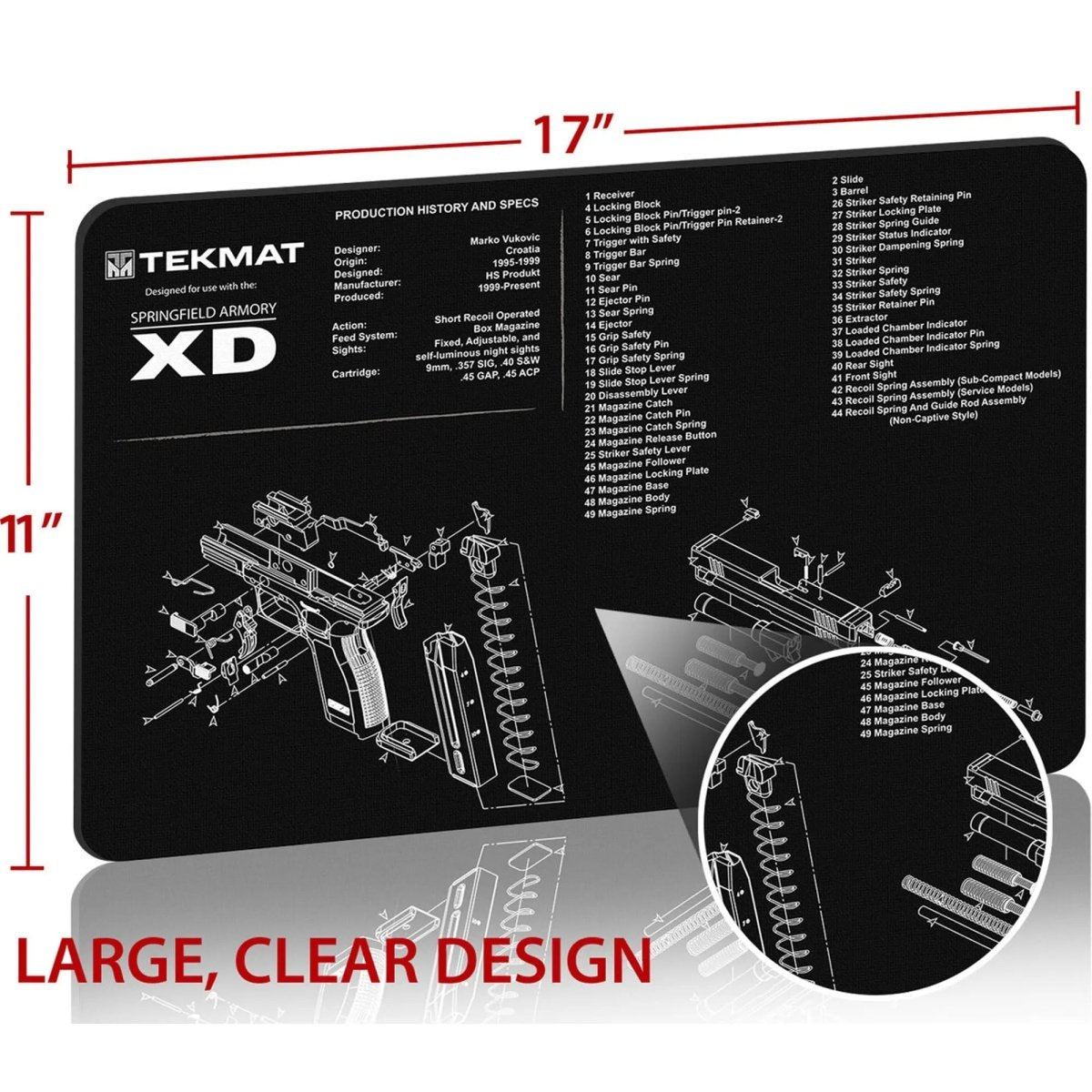 TekMat Original Gun Cleaning Mat - 17" X 11" - Springfield Armory XD TekMat