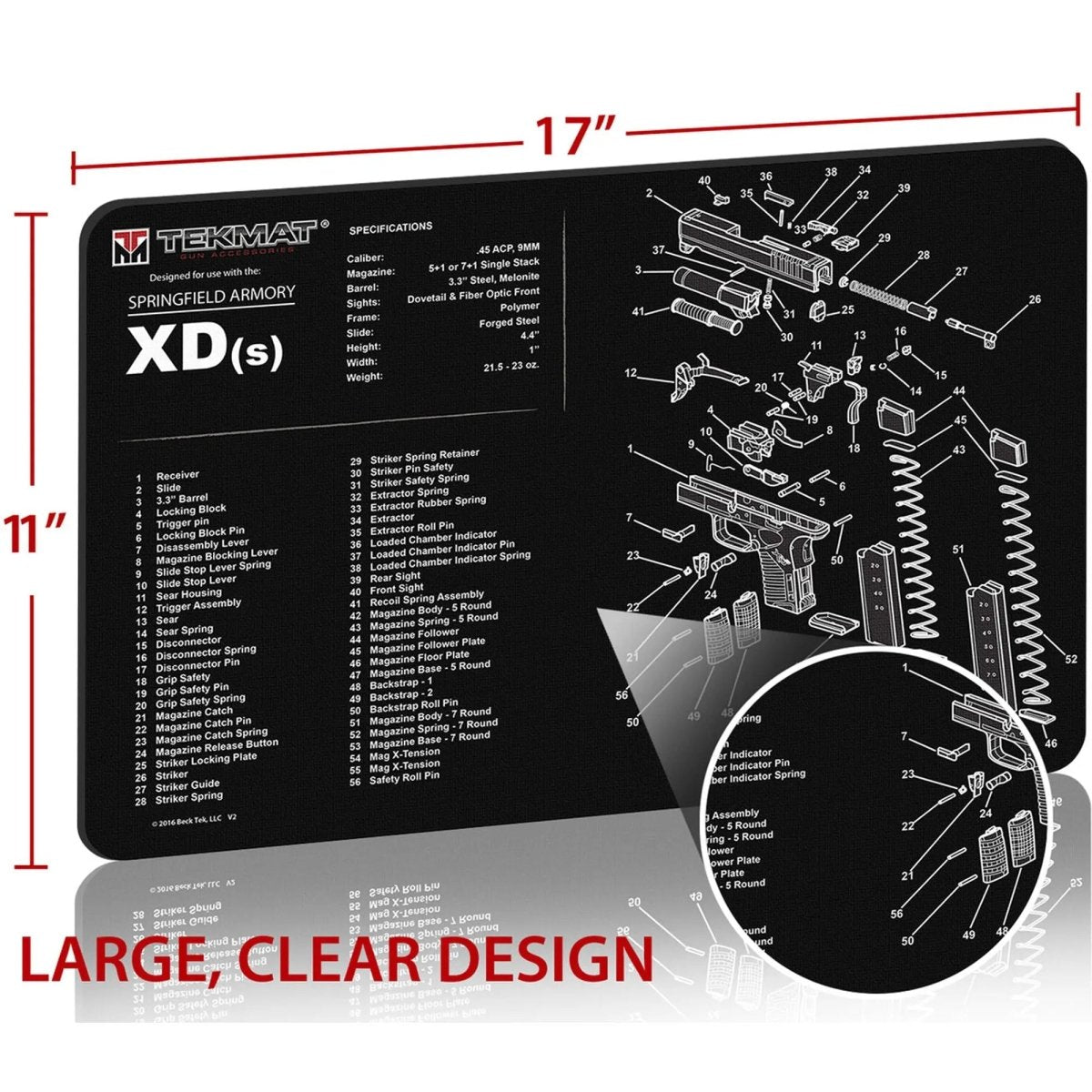 TekMat Original Gun Cleaning Mat - 17" X 11" - Springfield Armory XD-S TekMat