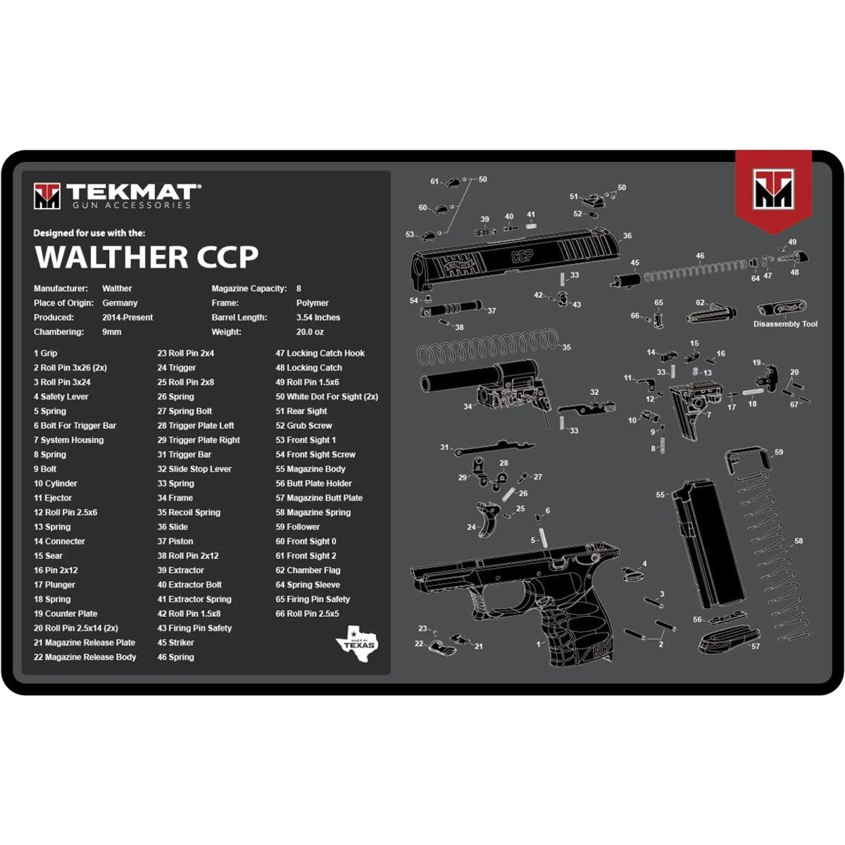 TekMat Original Gun Cleaning Mat - 17" X 11" - Walther  CCP™ M2 TekMat