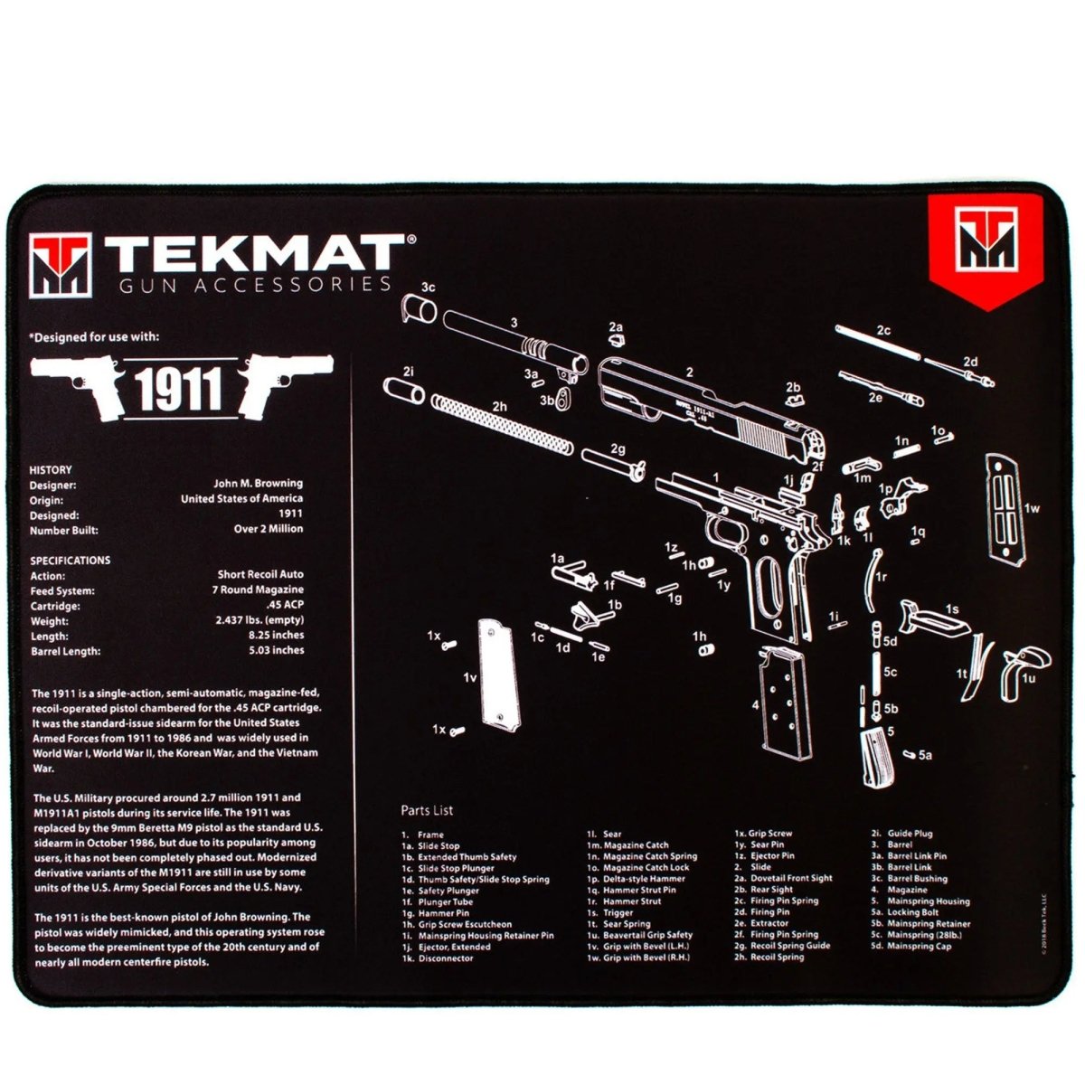 TekMat Ultra Premium Gun Cleaning Mat - 20" X 15" - 1911 TekMat