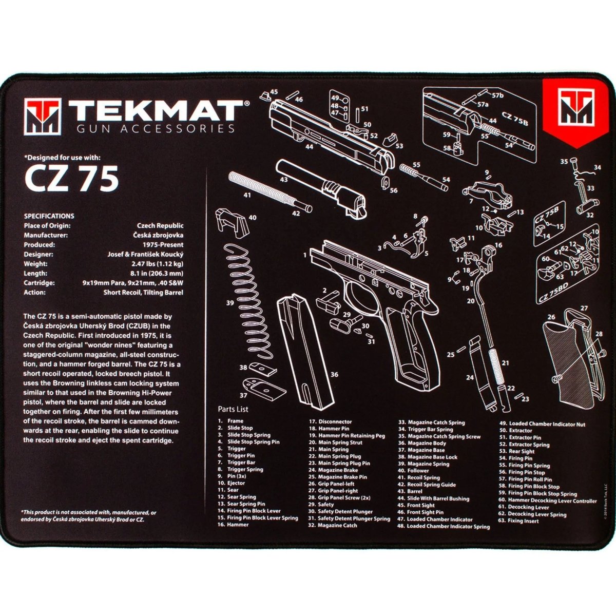 TekMat Ultra Premium Gun Cleaning Mat - 20" X 15" - CZ 75™ TekMat