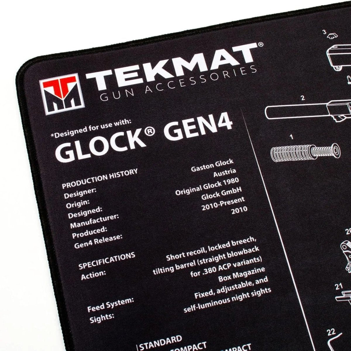 TekMat Ultra Premium Gun Cleaning Mat - 20" X 15" - Glock Gen 4 TekMat