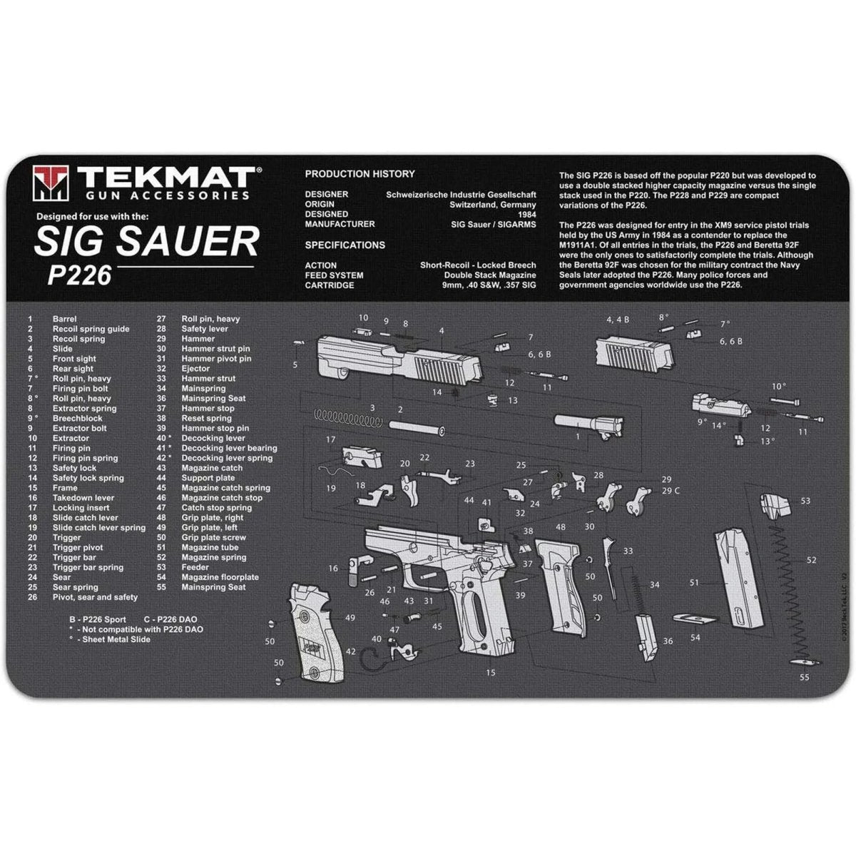 TekMat Ultra Premium Gun Cleaning Mat - 20" X 15" - Sig Sauer P226™ TekMat