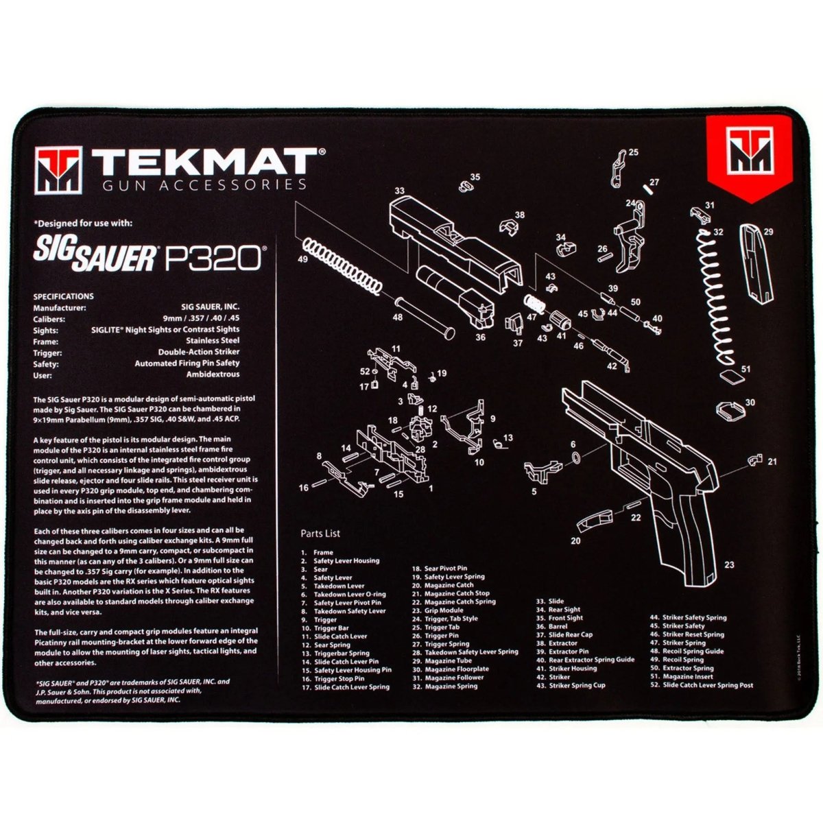 TekMat Ultra Premium Gun Cleaning Mat - 20" X 15" - Sig Sauer P320™ TekMat