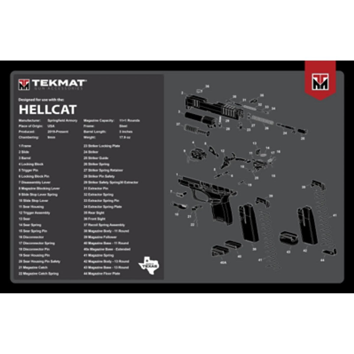TekMat Ultra Premium Gun Cleaning Mat - 20" X 15" - Springfield Armory Hellcat TekMat