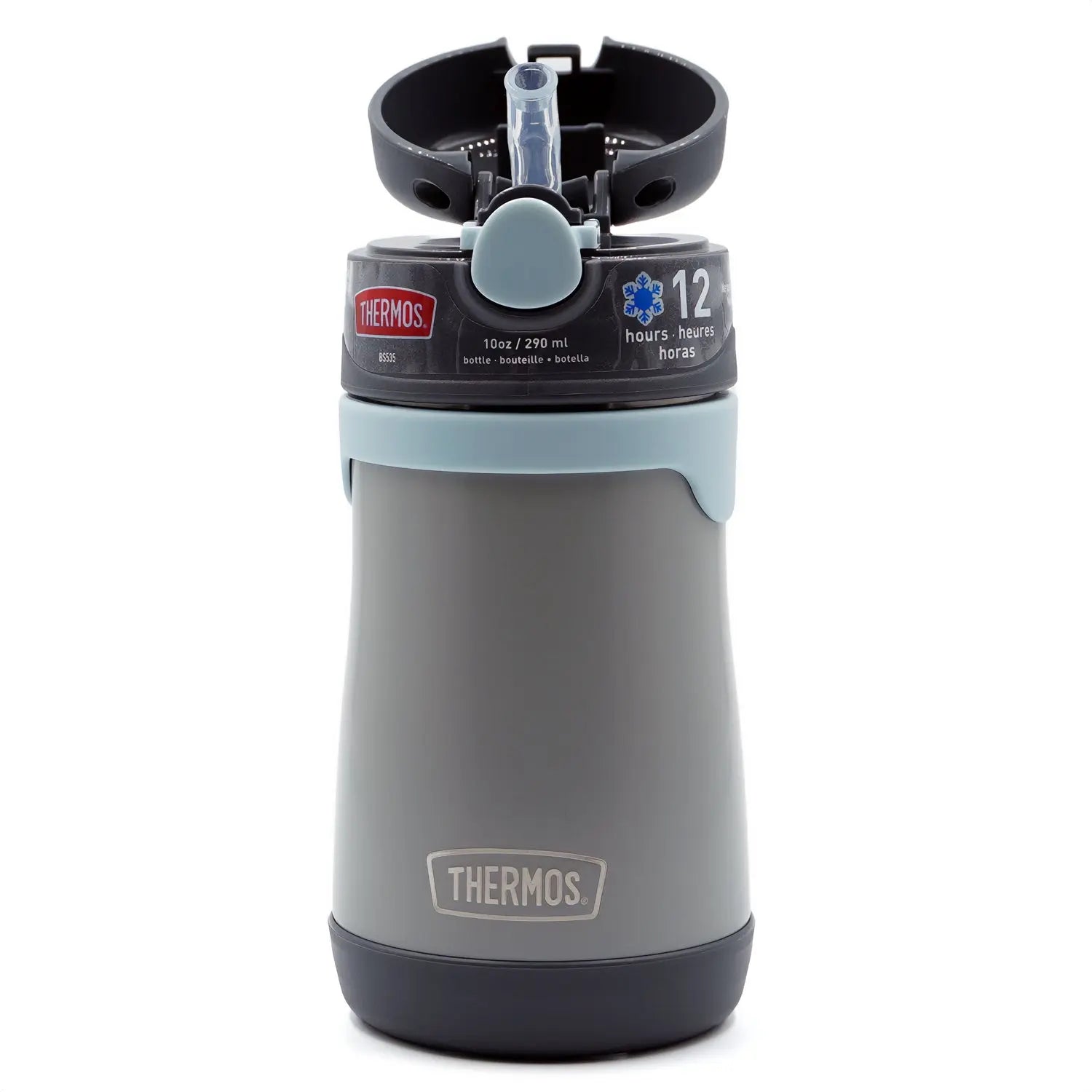 Thermos 10 oz. Kid's Vacuum Insulated Stainless Steel Straw Water Bottle - Slate Thermos