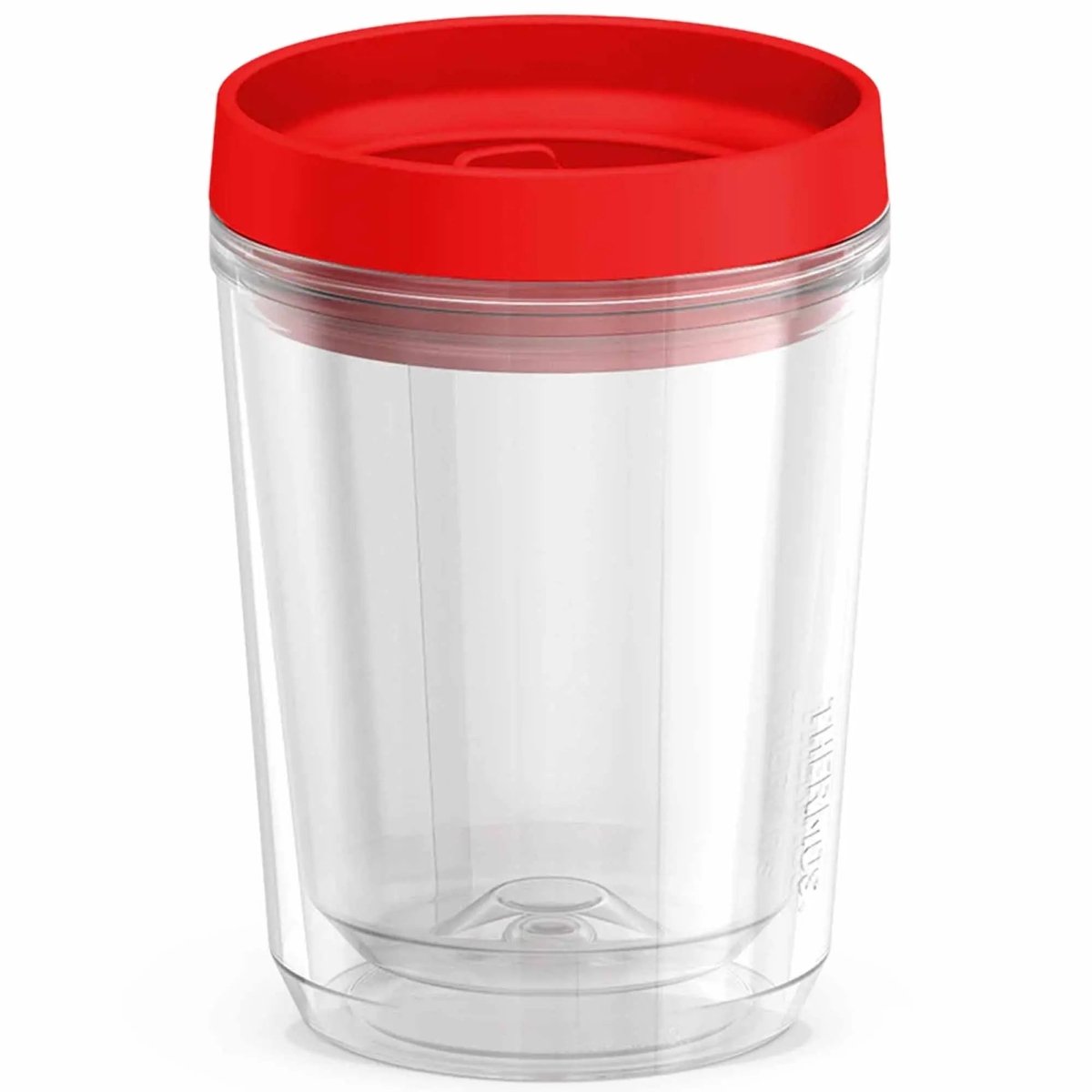 Thermos - 12 oz. Double Wall Tumbler - Red Slide Lock Lid - Clear Body Thermos