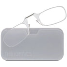 ThinOptics Armless Glasses with Universal Case - Clear Frame, White Pod ThinOptics