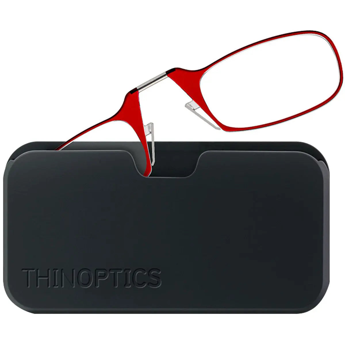 ThinOptics Armless Glasses with Universal Case - Red Frame, Black Pod ThinOptics