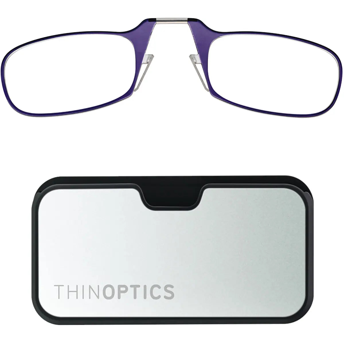 ThinOptics Secure Fit Armless Ultralight Reading Glasses with Metal Finish Pod ThinOptics