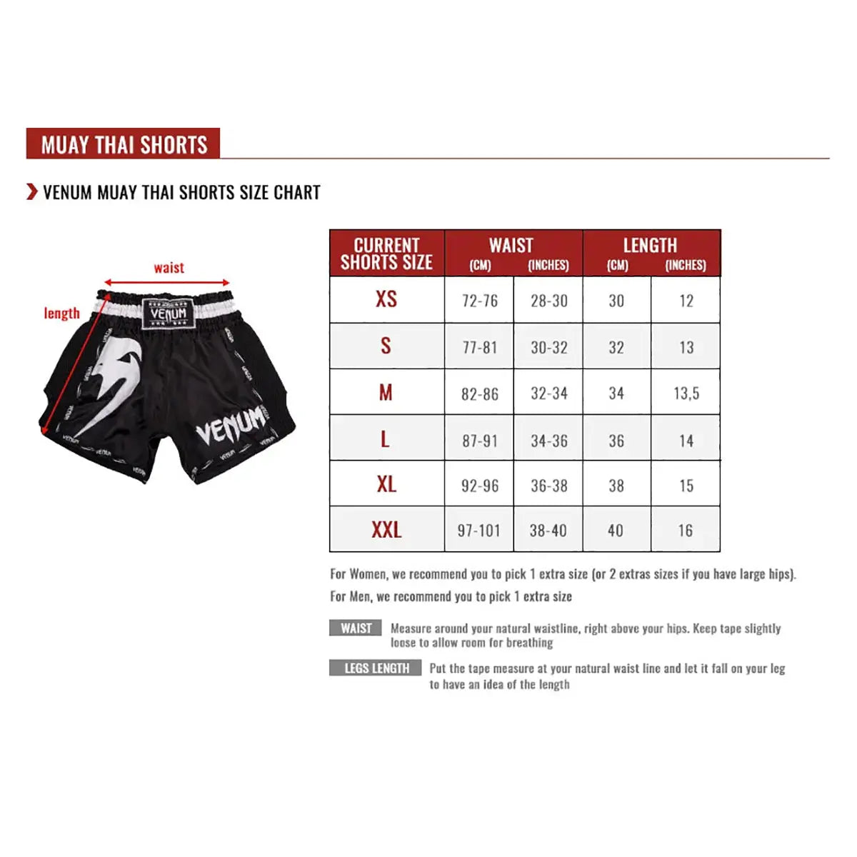 Venum Classic Muay Thai Shorts - Black/Red Venum