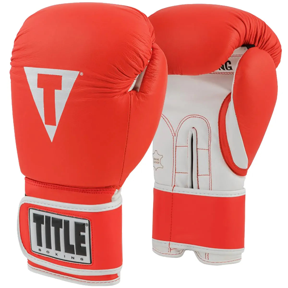 Title Boxing Pro Style 3.0 Hook and Loop Leather Training Gloves - Red/White Title Boxing