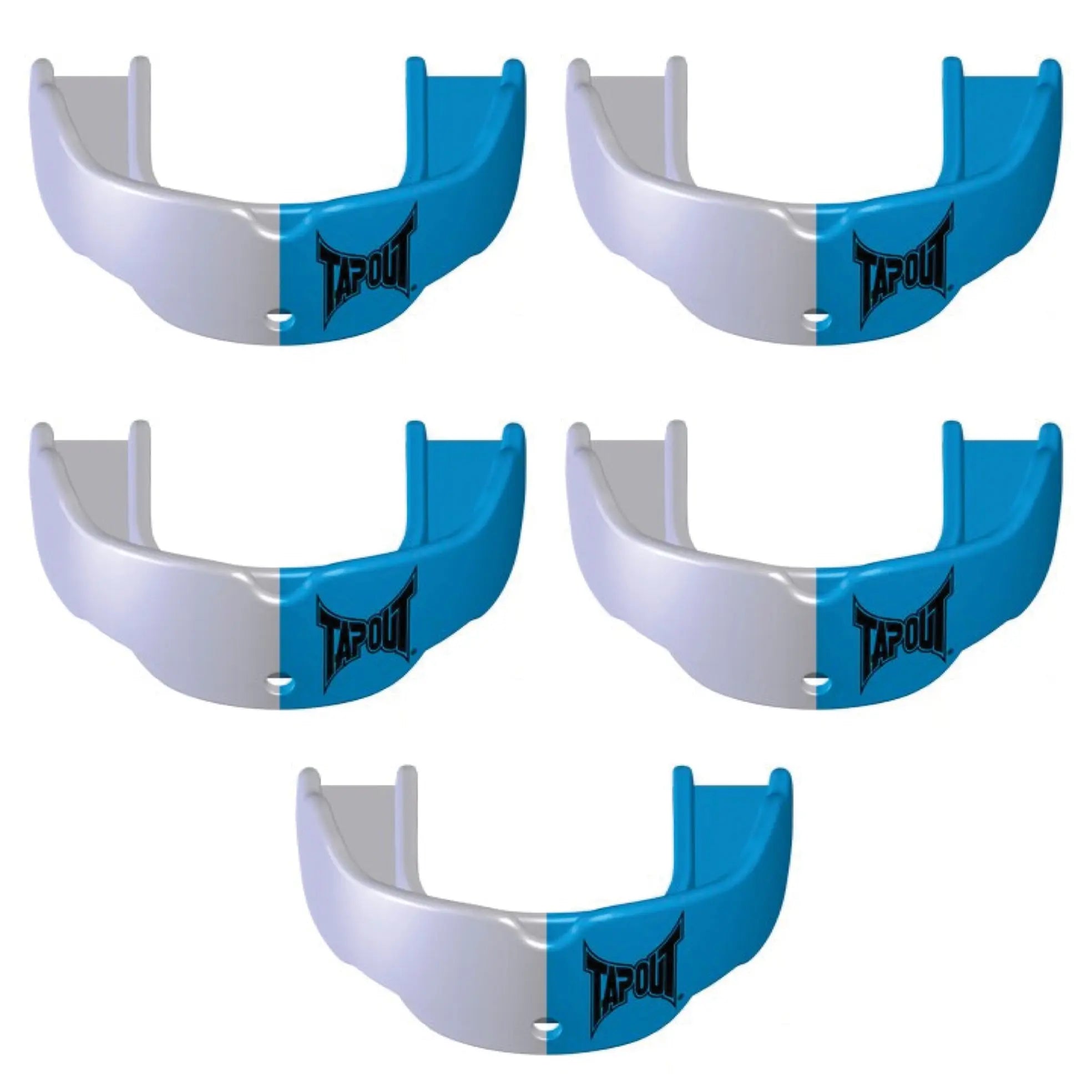 Tapout Youth Protective Sports Mouthguard with Strap 5-Pack - Columbia Blue/White Tapout