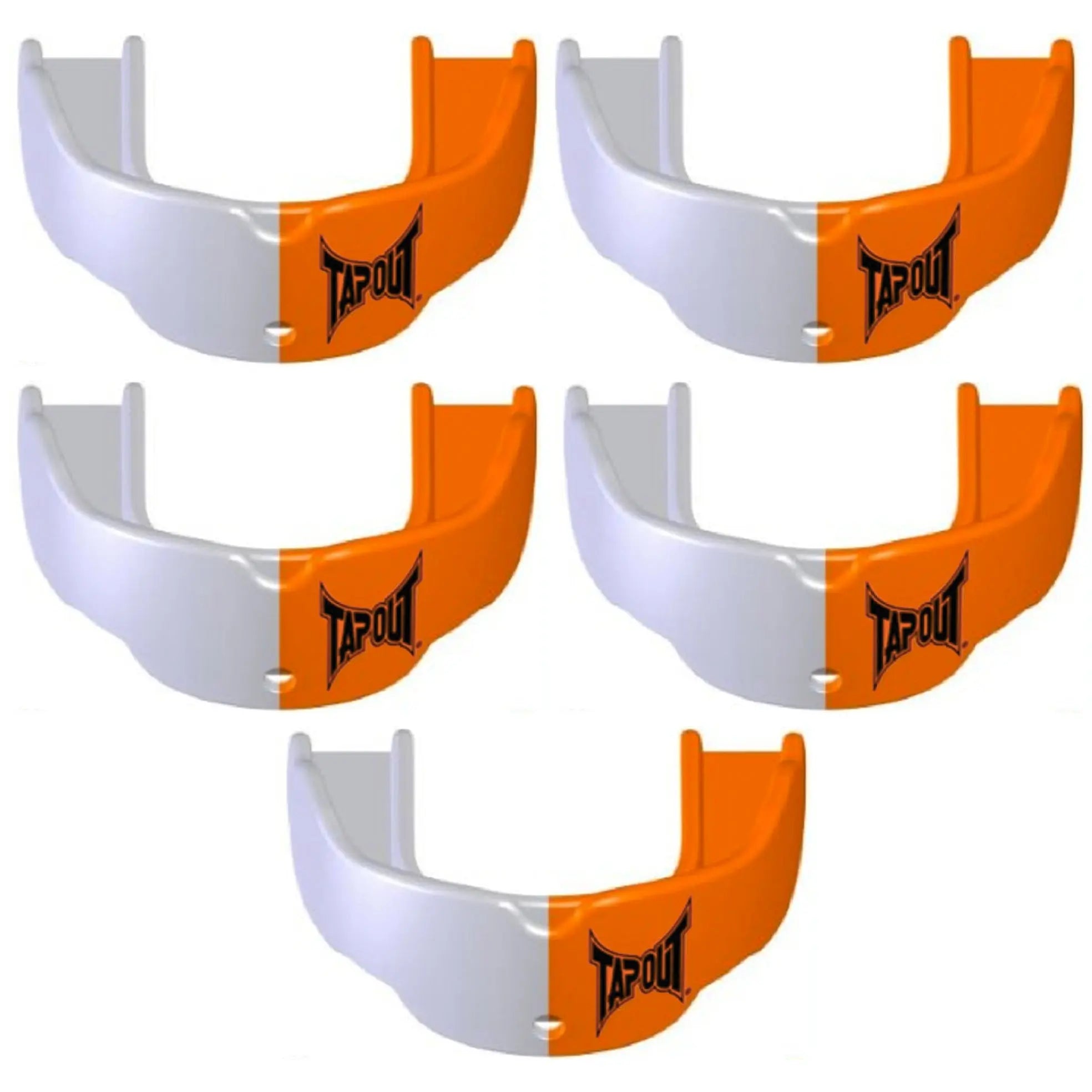 Tapout Adult Protective Sports Mouthguard with Strap 5-Pack - Orange/White Tapout