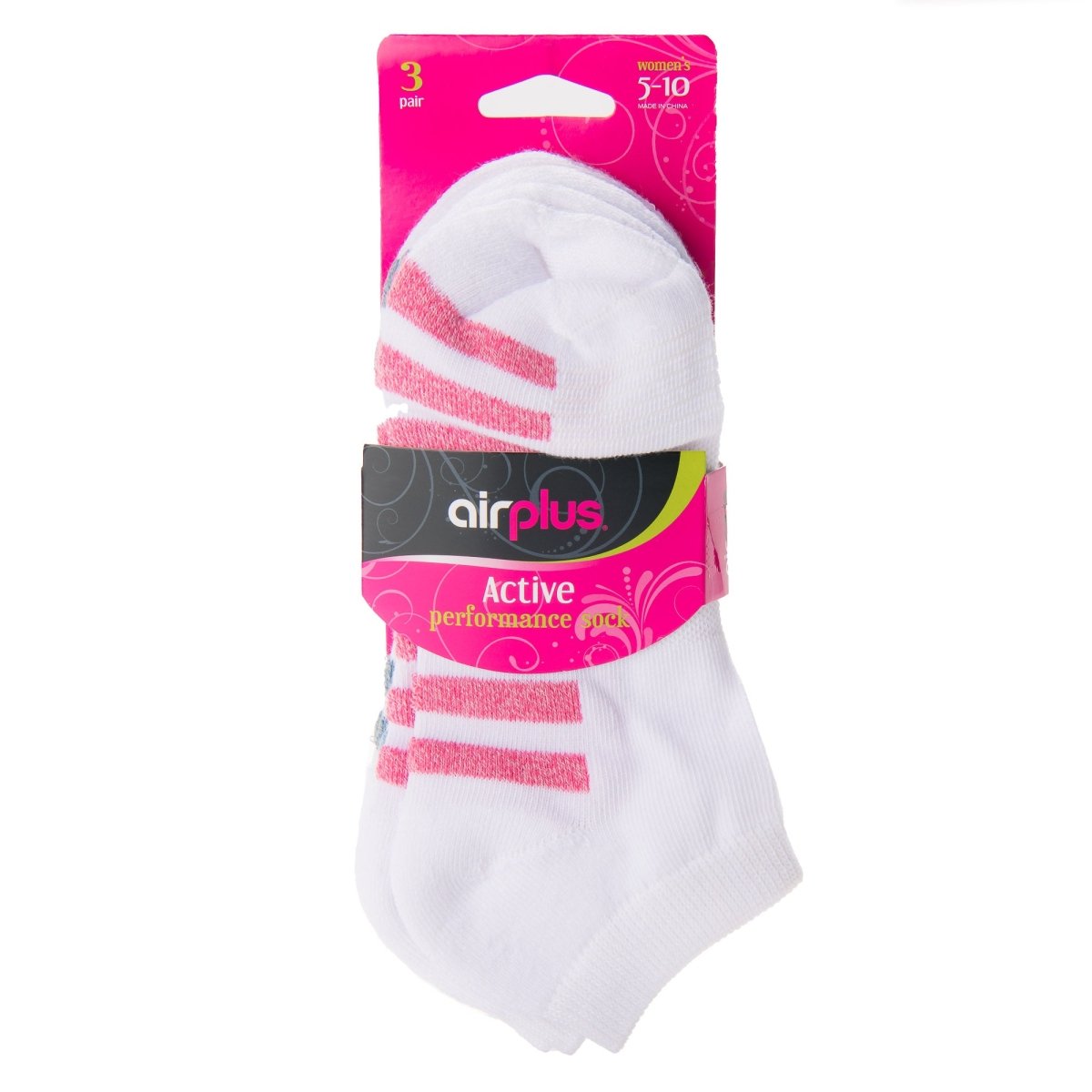 Airplus Women's No Show Cushioned Comfort Socks,White, Medium, 3 Pairs - Forza Sports