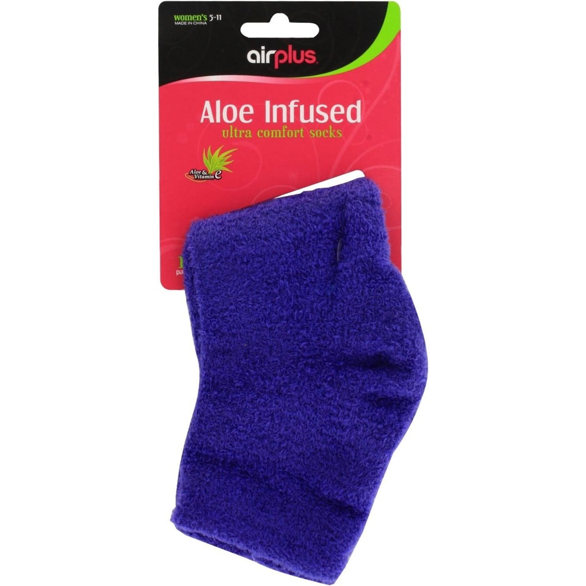 Airplus Aloe and Vitamin E Infused Moisturizing Socks, Women's 5 - 11, 1 Pair, Colors May Vary - Forza Sports