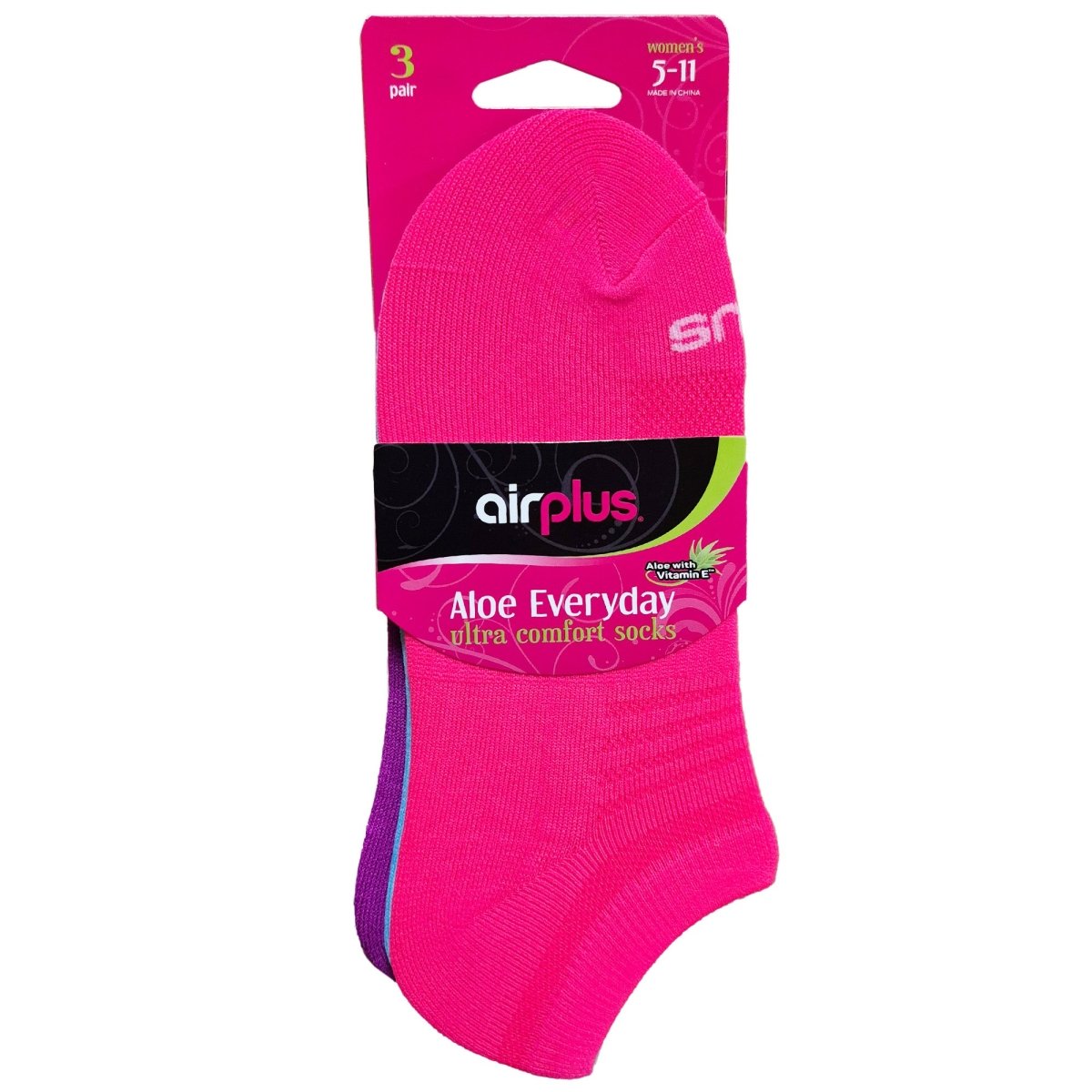 Airplus Aloe Infused Everyday Ultra Comfort Socks, Women's 5 - 11, Multicolors - Forza Sports