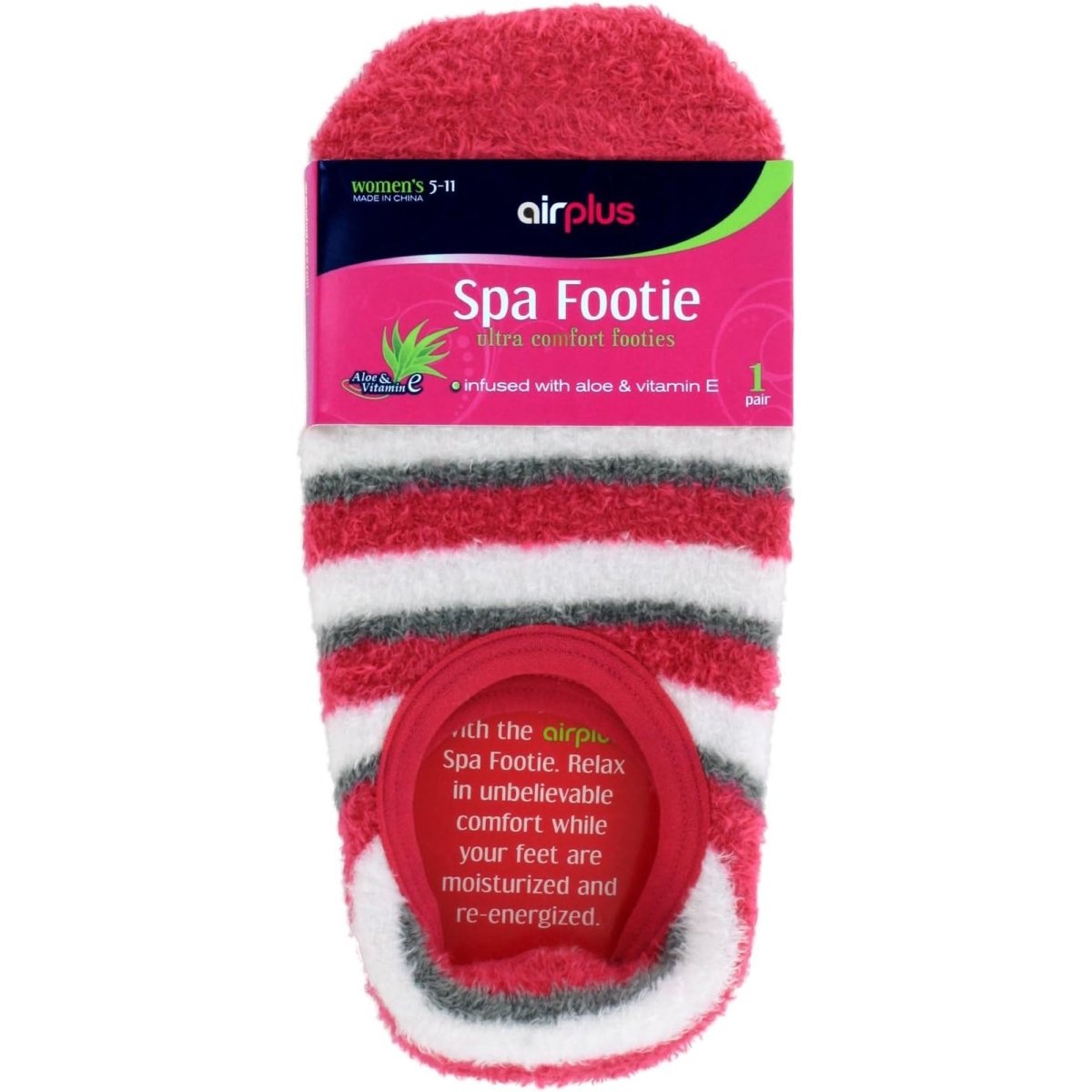 Airplus Spa Aloe and Vitamin E Infused Moisturizing Footie Socks, Women's 5 - 11, 1 Pair, Colors May Vary - Forza Sports