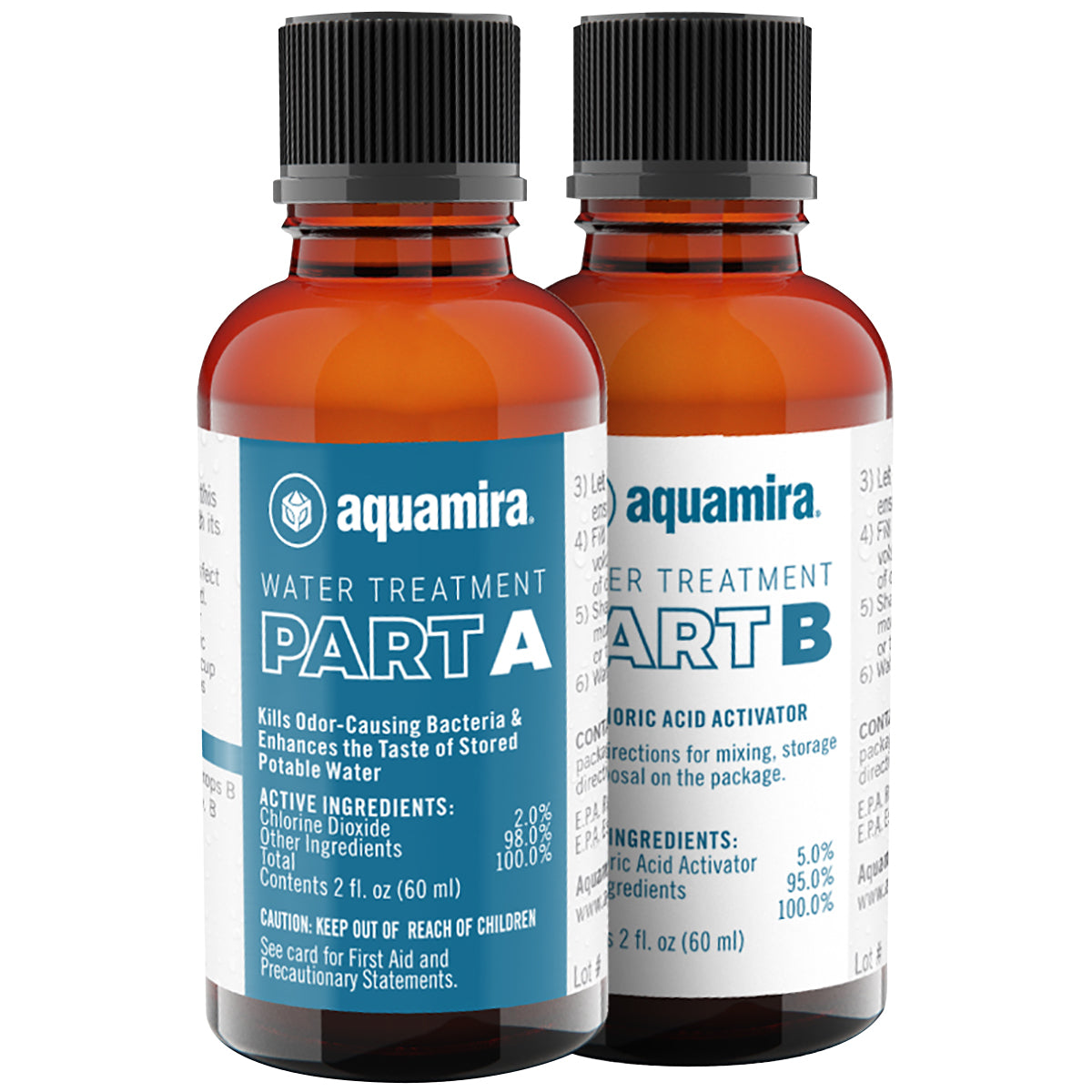 Aquamira Water Storage and Purification Treatment 2 oz. Glass Bottles Aquamira