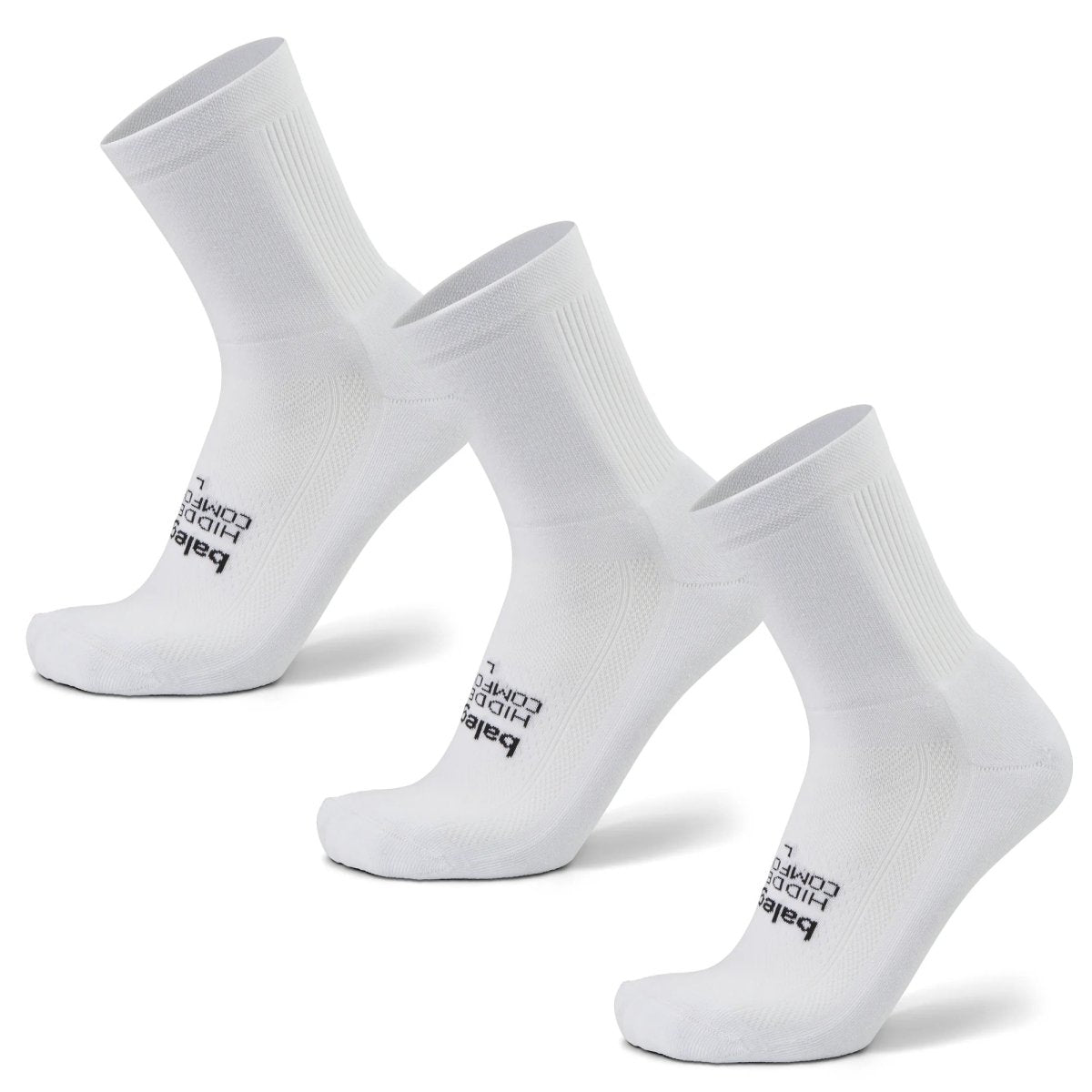 Balega Hidden Comfort Mini Crew Socks, White, 3 Pack - Forza Sports