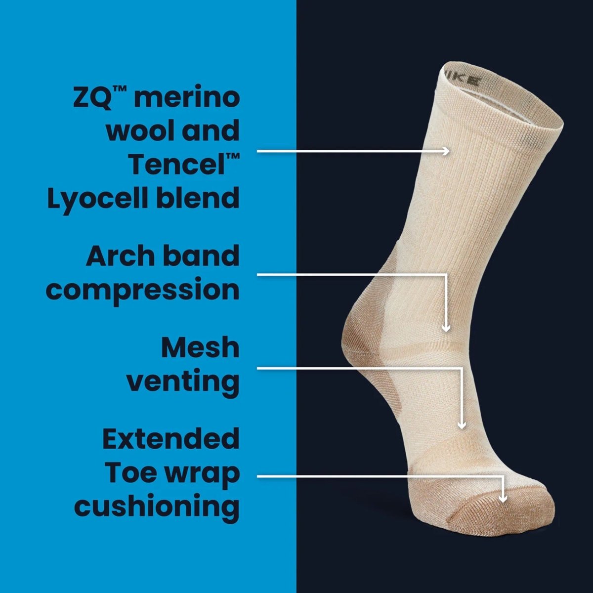 बलेगा हाइक क्रू सॉक्स, जेट ब्लैक - फोर्ज़ा स्पोर्ट्स