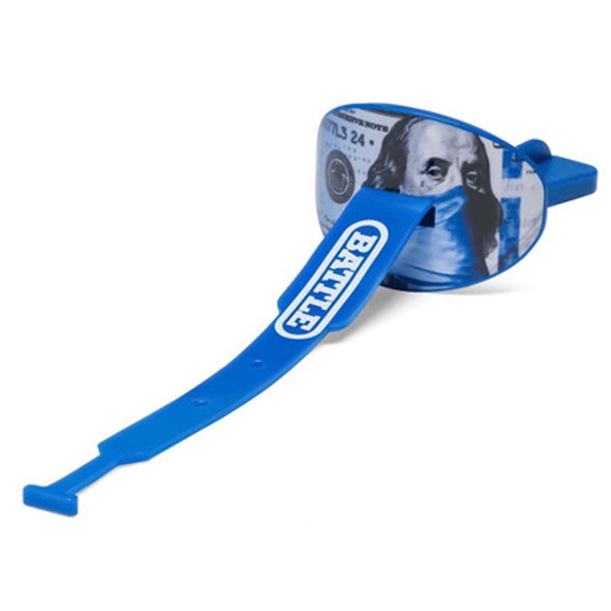 Battle Sports Blue Strips Speed Football Mouthguard with Connected Thick Strap