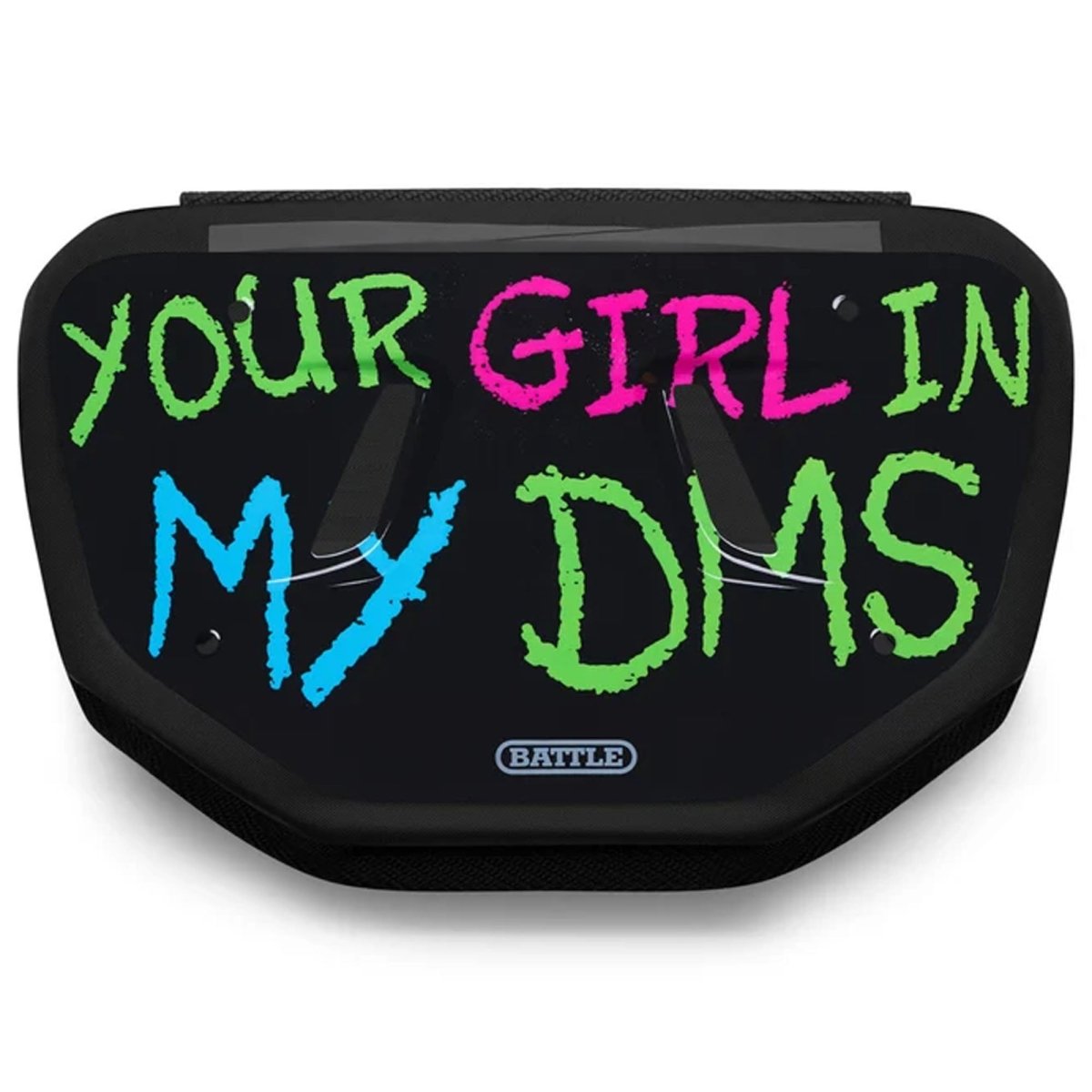 Battle Sports Adult " In My DMs" Back Plate, Black/Multicolor - Forza Sports
