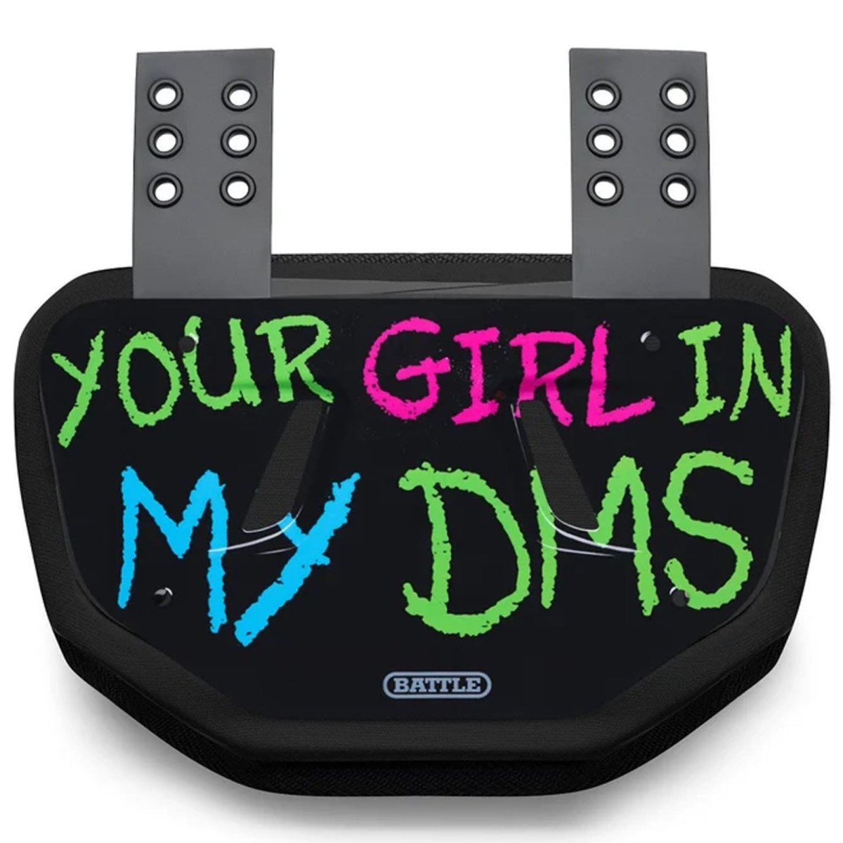 Battle Sports Adult " In My DMs" Back Plate, Black/Multicolor - Forza Sports