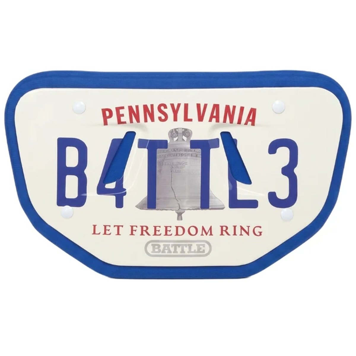 Battle Sports Adult "PA License Plate - B4TTL3" Back Plate, White/Red - Forza Sports