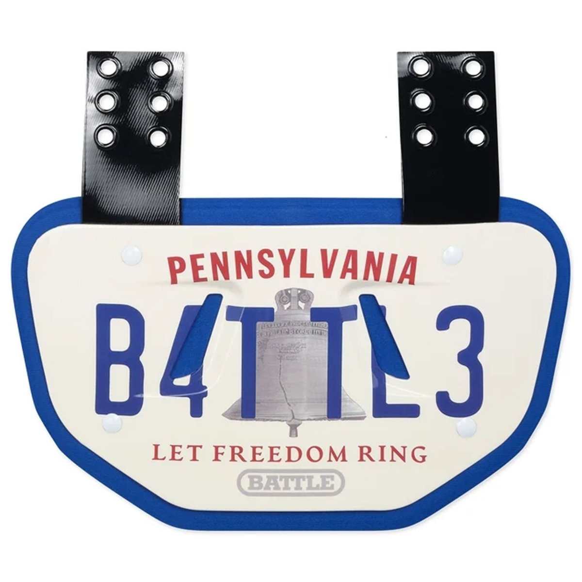Battle Sports Adult "PA License Plate - B4TTL3" Back Plate, White/Red - Forza Sports