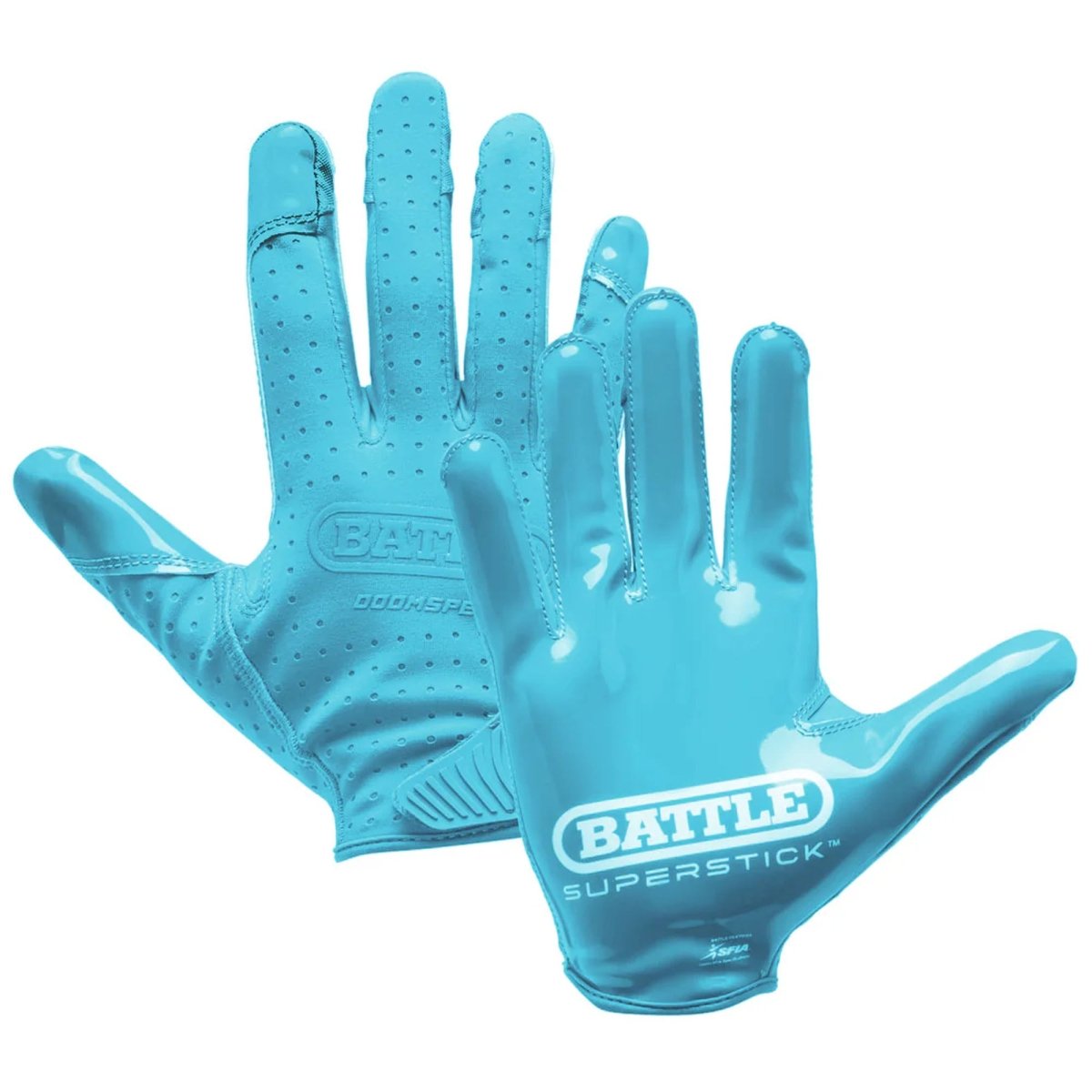 Battle Sports Youth Doom Speed Receiver Football Glove - Columbia Blue - Forza Sports