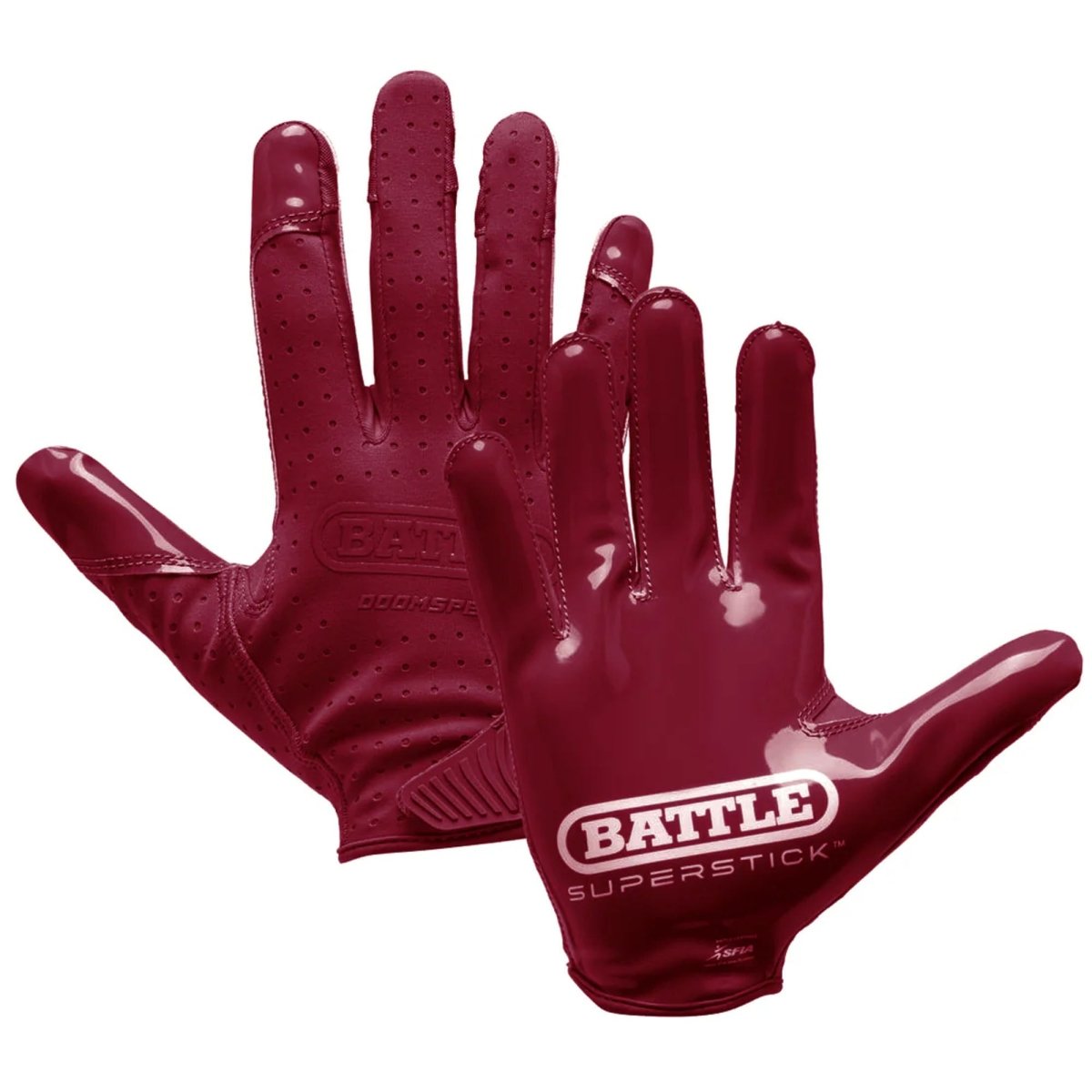 Battle Sports Adult Doom Speed Receiver Football Glove - Maroon - Forza Sports
