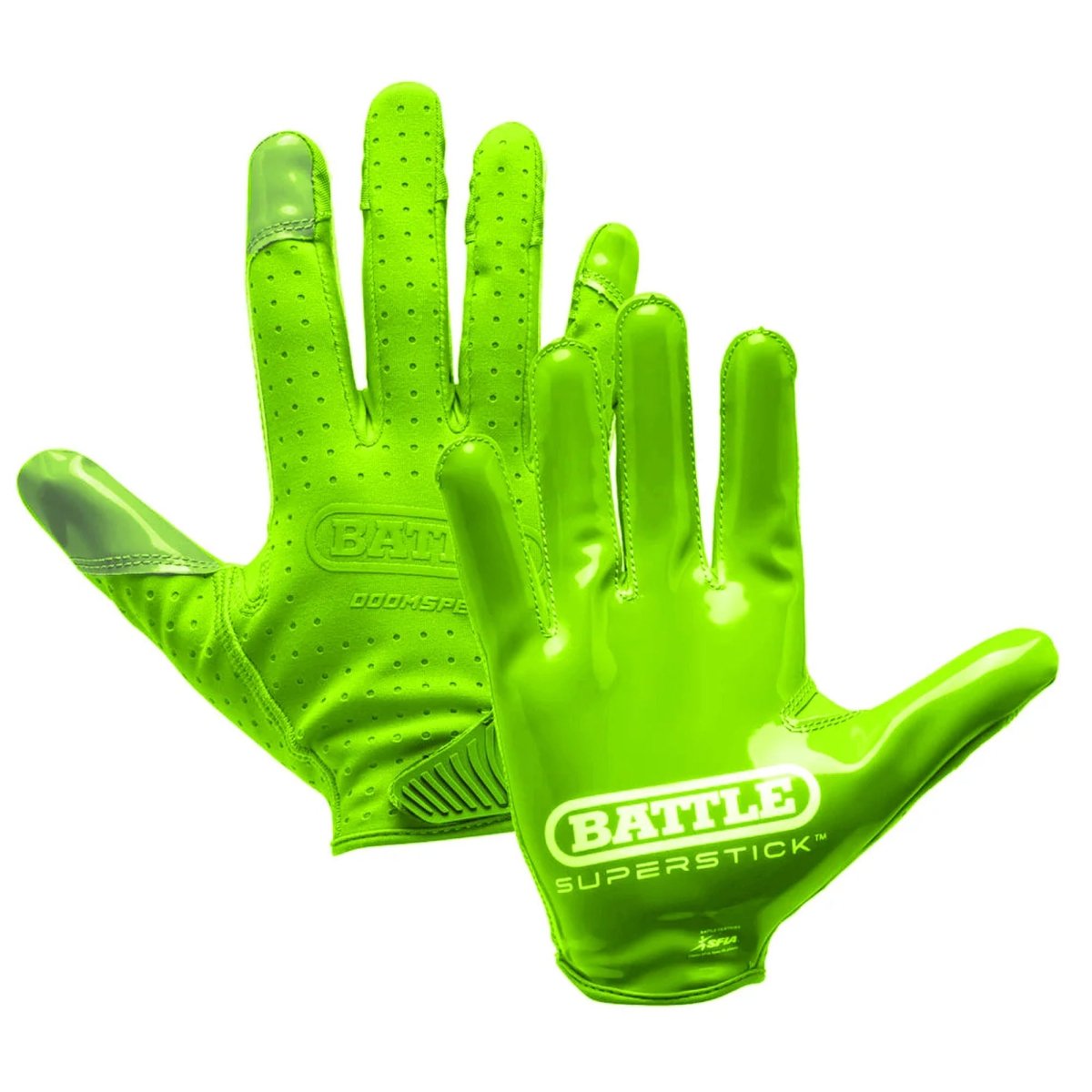 Battle Sports Youth Doom Speed Receiver Football Glove - Neon Green - Forza Sports