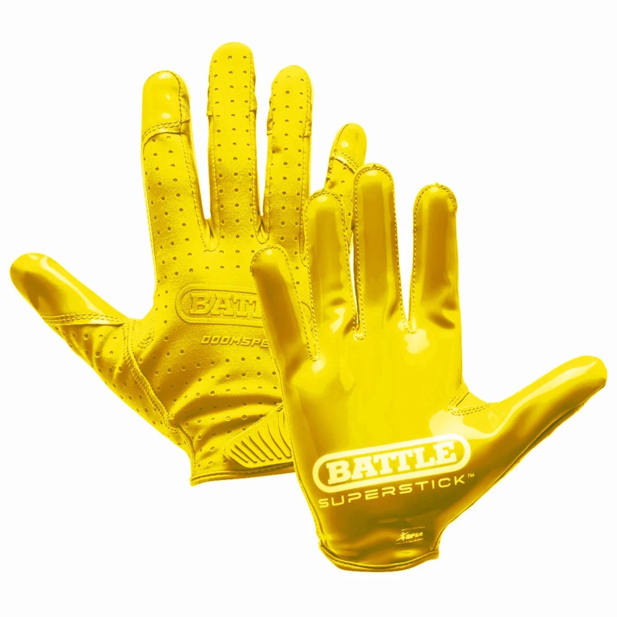 Battle Sports Youth Doom Speed Receiver Football Glove - Yellow - Forza Sports